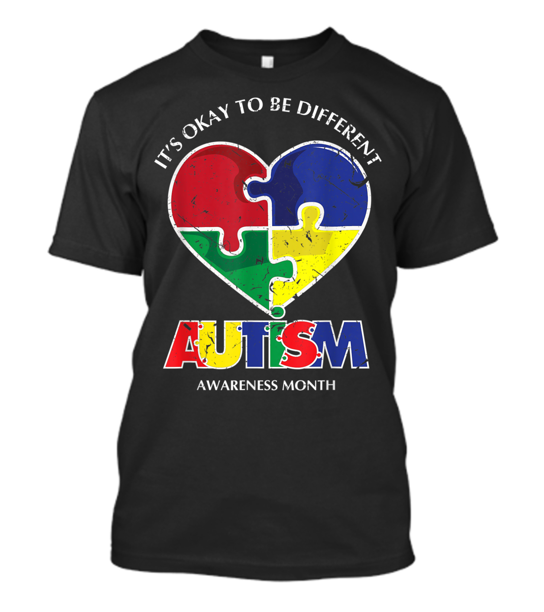 It's Okay To Be Different Autism Awareness Month Puzzle Heart T-Shirt