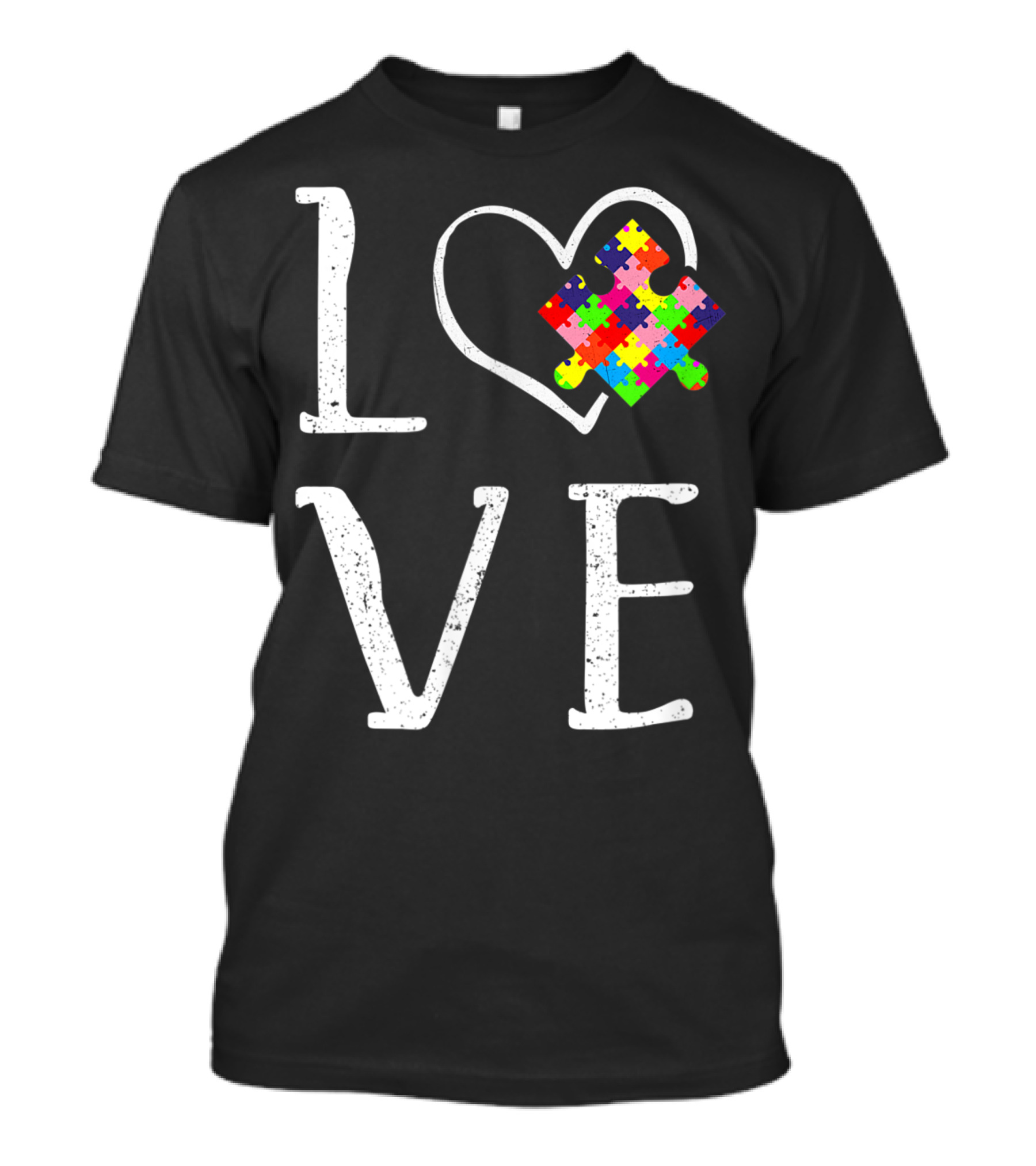 Autism Awareness Day Love Puzzle Heart Autistic Mom And Dad T-Shirt