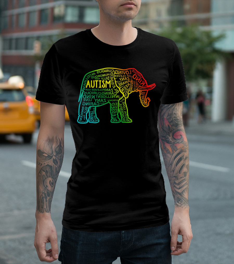 Autism Awareness Colorful Elephant with Inspiring Words T-Shirt