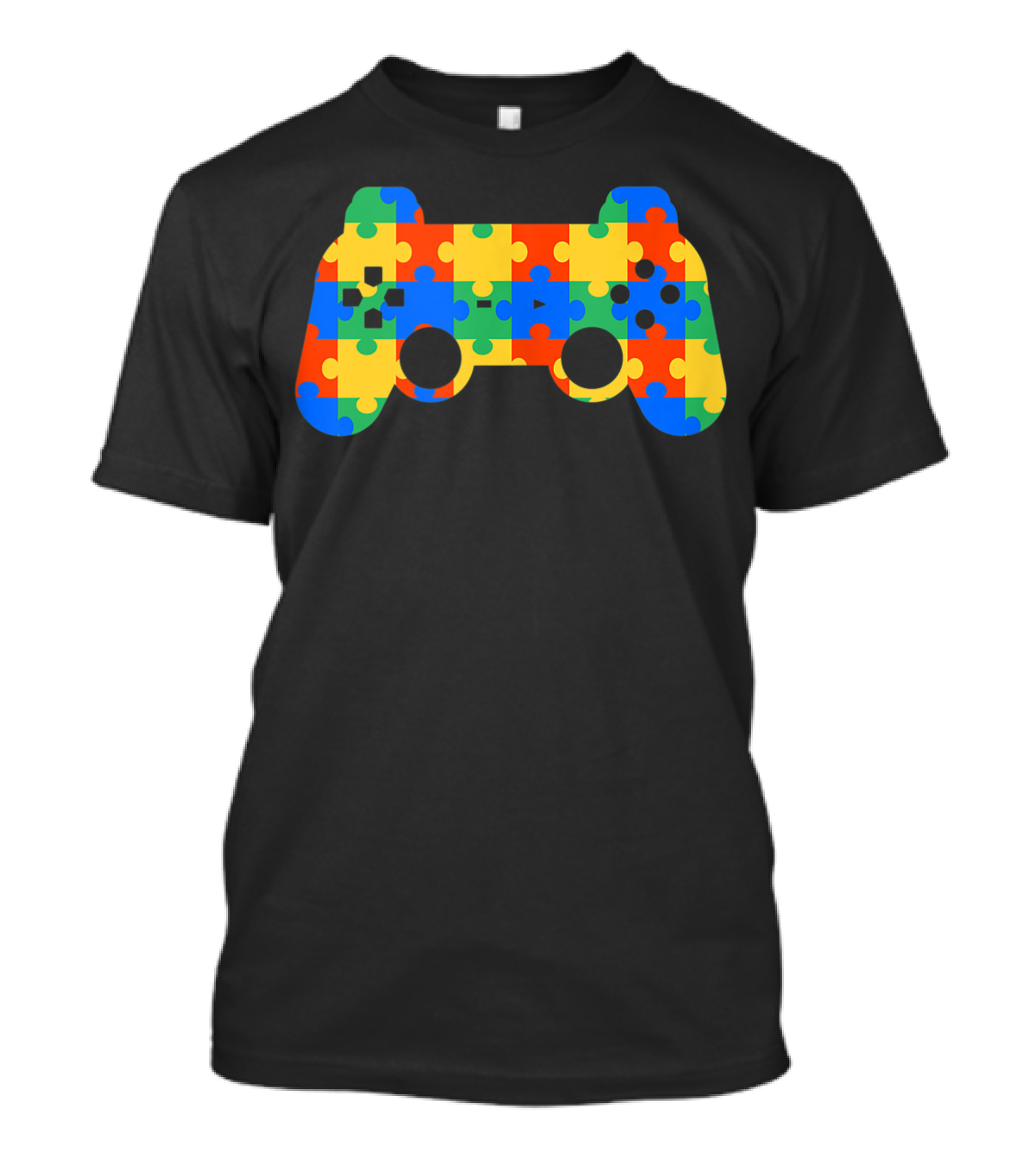 Autism Awareness Puzzle Pattern Game Controller Grandparents Son Daughter Gamer T-Shirt