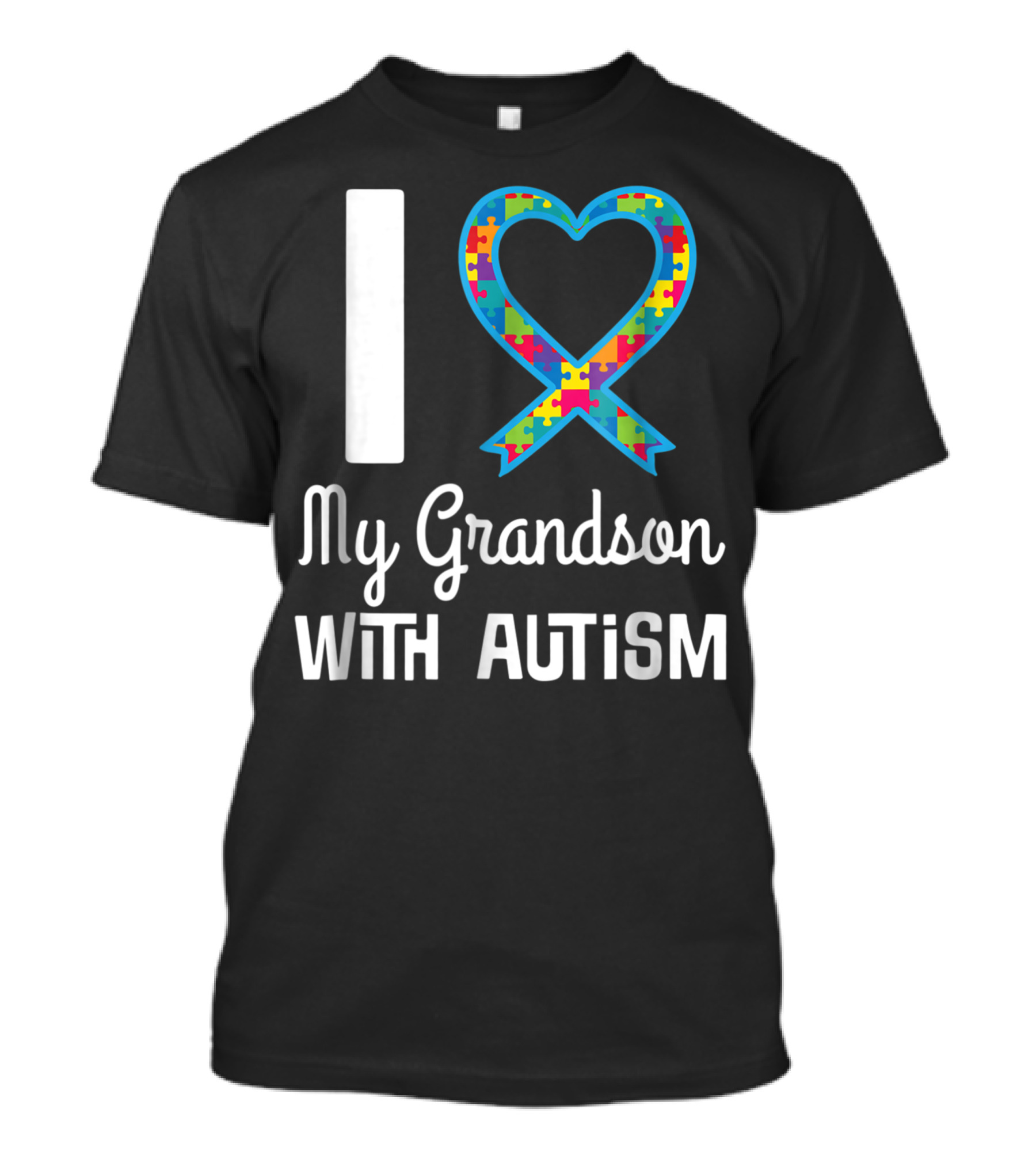 I Love My Grandson With Autism Puzzle Heart T-Shirt