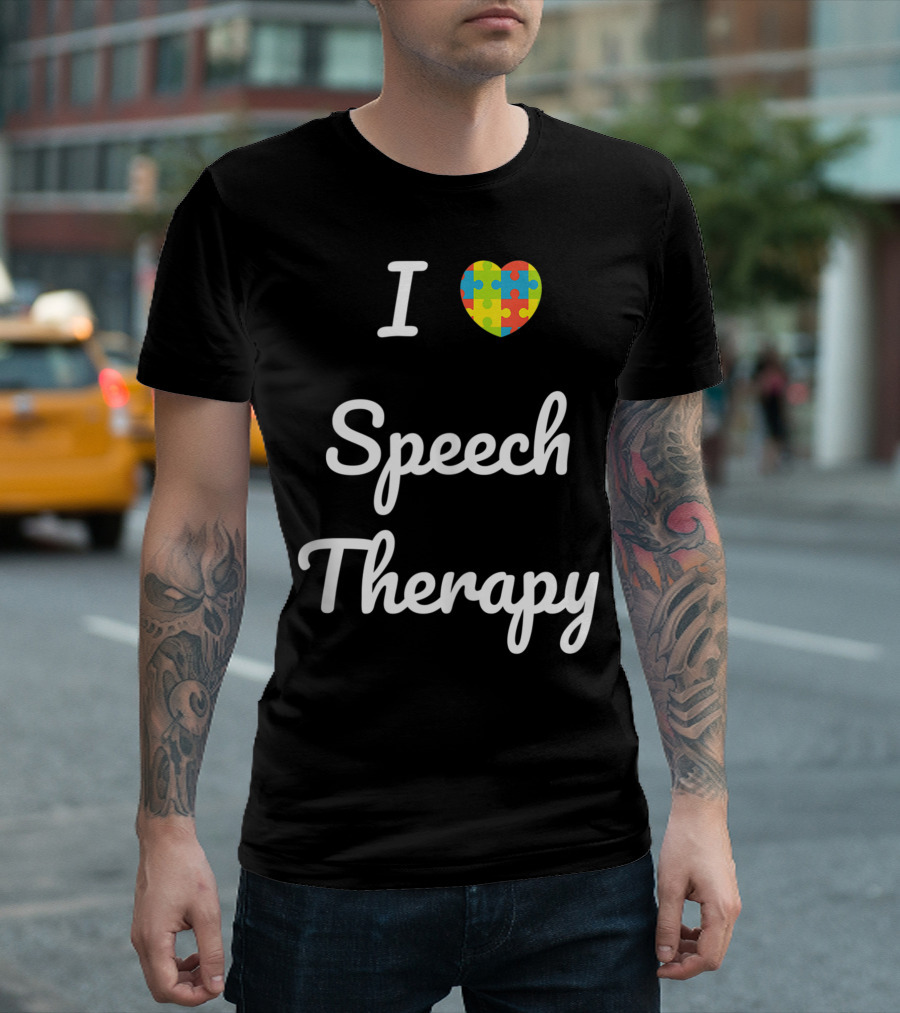 I Heart Love Speech Therapy Autism Awareness Puzzle Piece T-Shirt