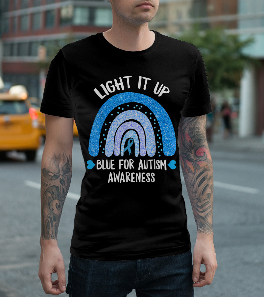 Light It Up Blue for Autism Awareness Rainbow T-Shirt