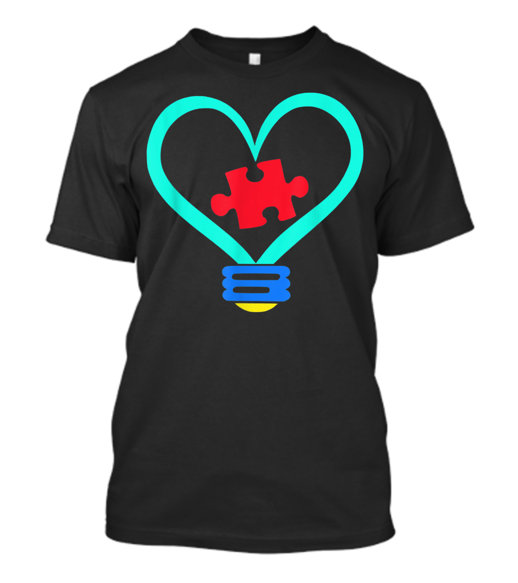 Autism Awareness Heart-Shaped Lightbulb Puzzle Symbol For Teachers Supporting T-Shirt
