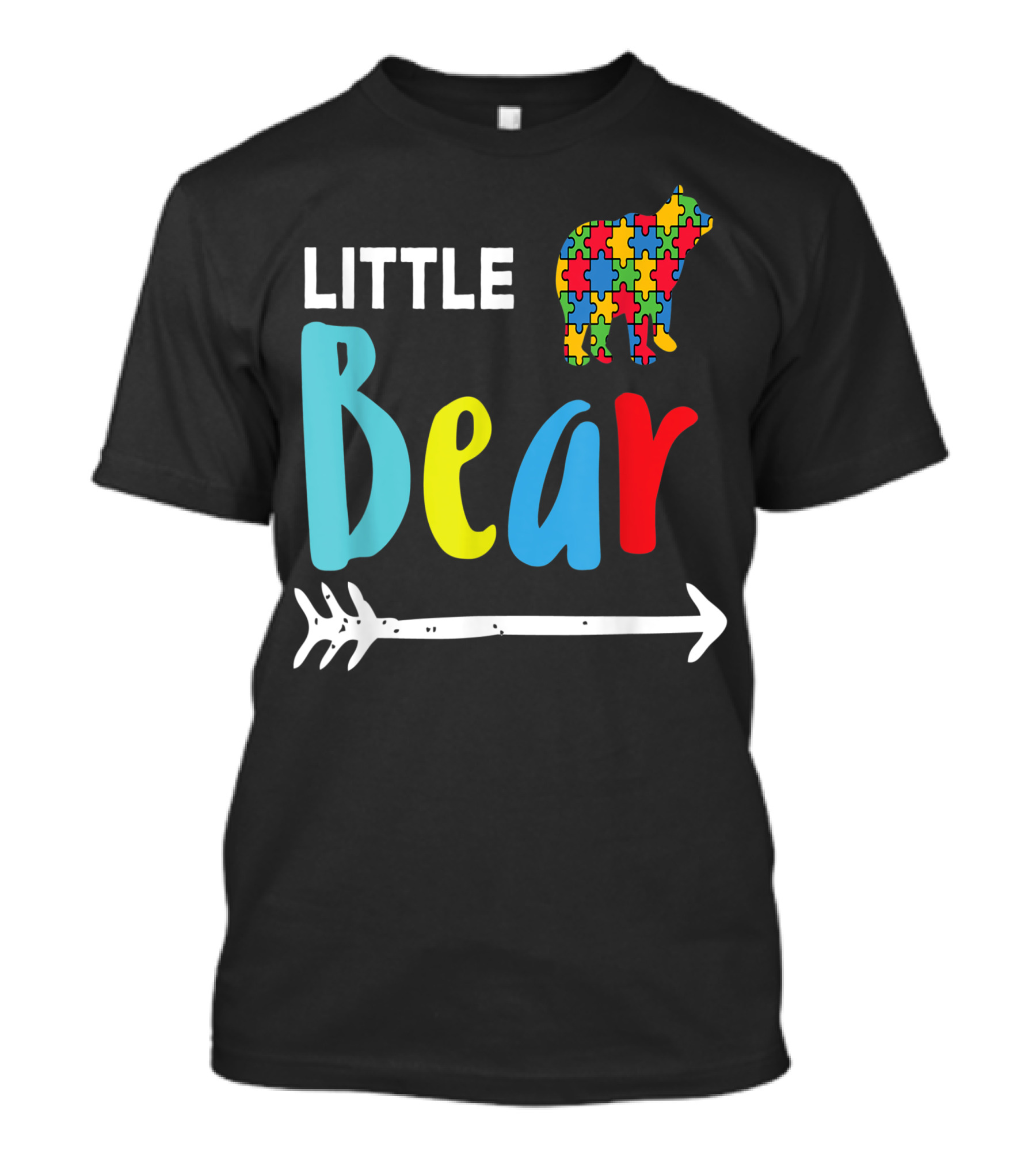 Little Bear Autism Awareness Puzzle Pattern Cub With Arrow T-Shirt