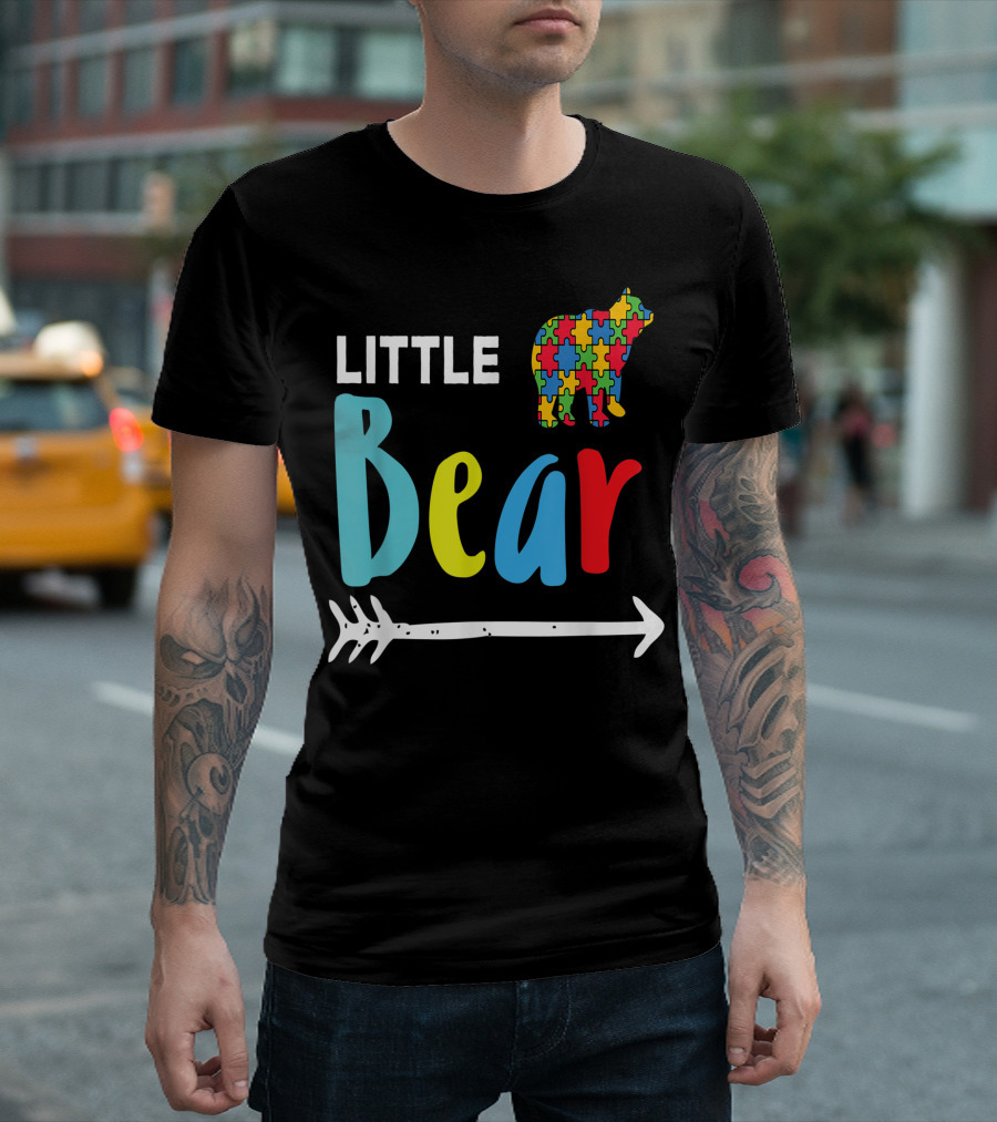 Little Bear Autism Awareness Puzzle Pattern Cub With Arrow T-Shirt