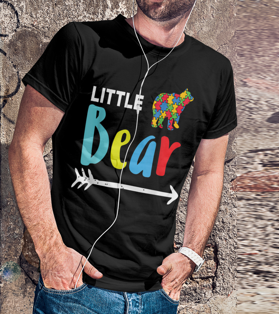 Little Bear Autism Awareness Puzzle Pattern Cub With Arrow T-Shirt