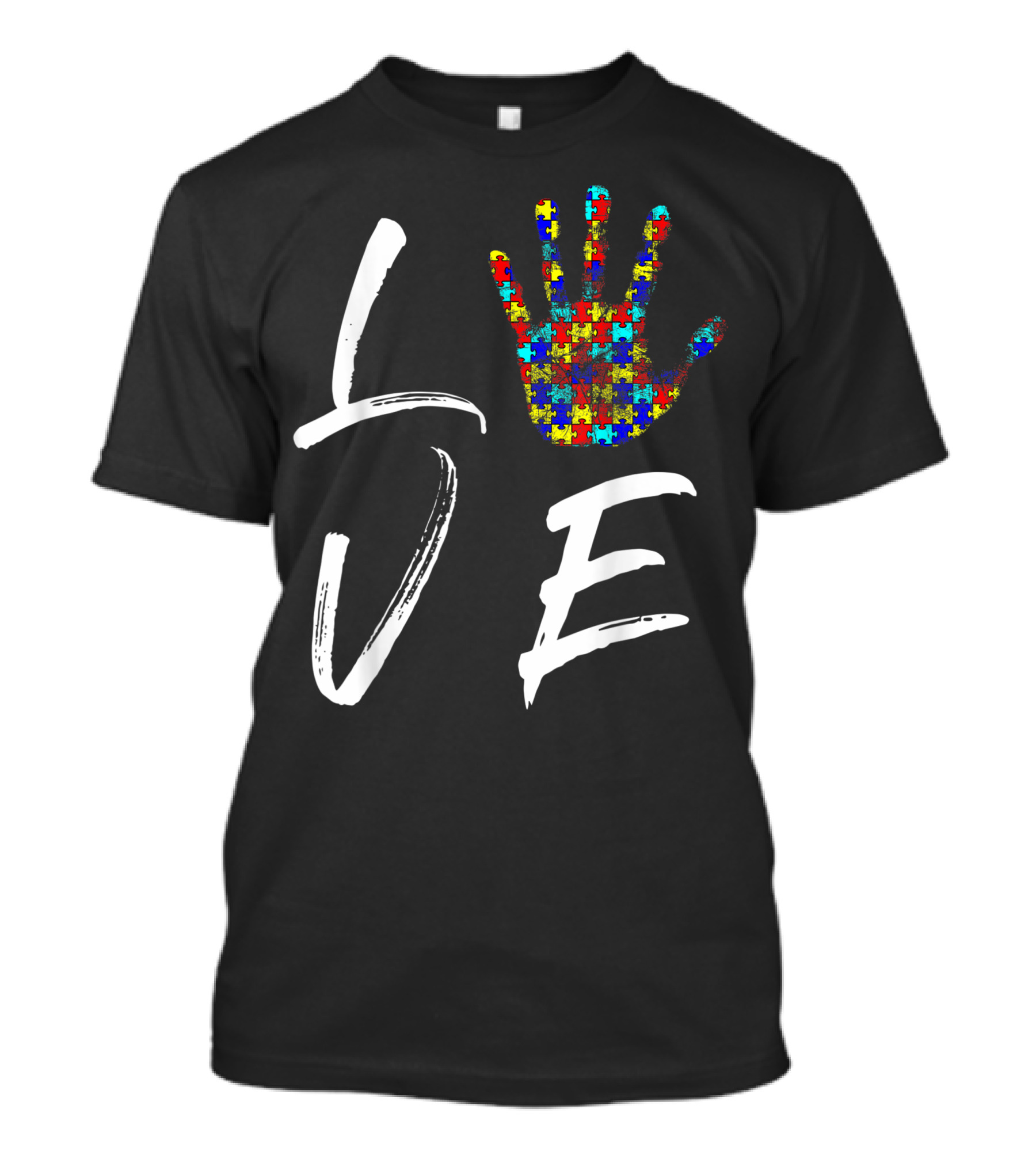Autism Awareness Love Puzzle Hand Support Autistic Kid T-Shirt