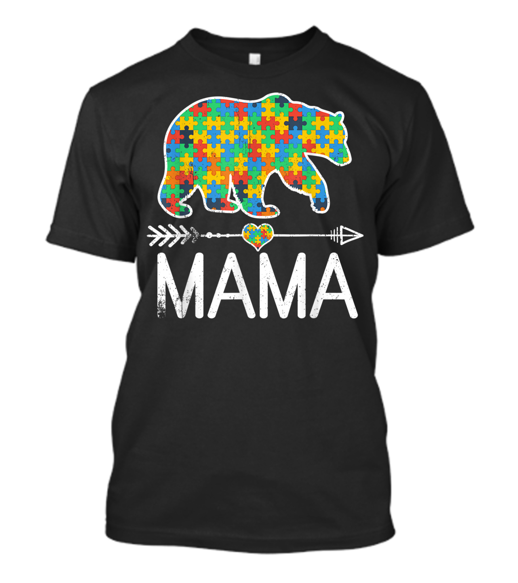 Mama Bear Autism Awareness Puzzle Piece Support Autistic T-Shirt