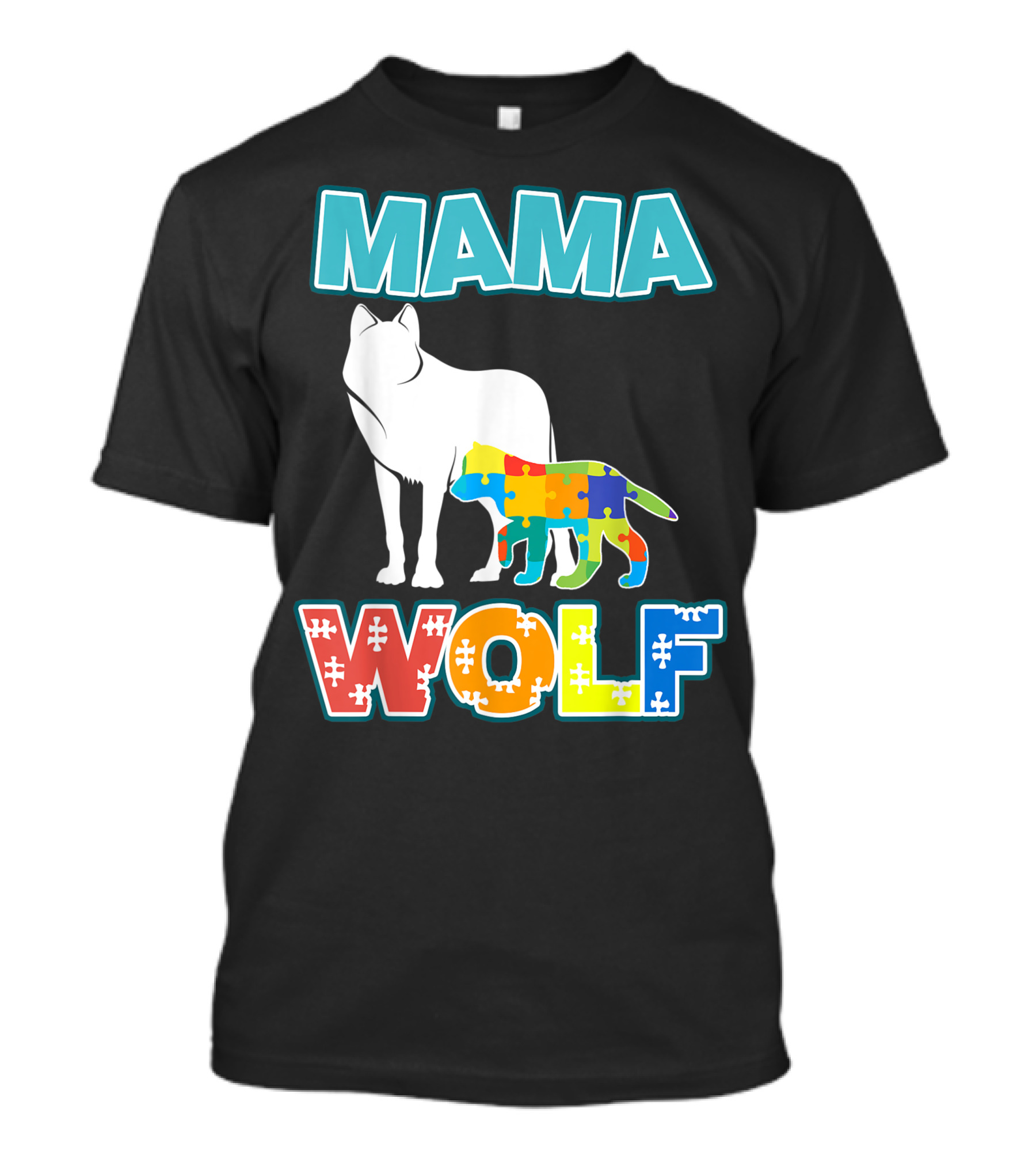 Mama Wolf Autism Awareness Puzzle T-Shirt