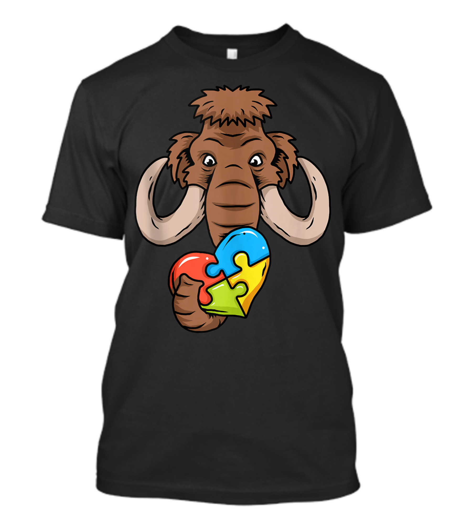 Autism Awareness Mammoth Holding Puzzle Heart Autism T-Shirt
