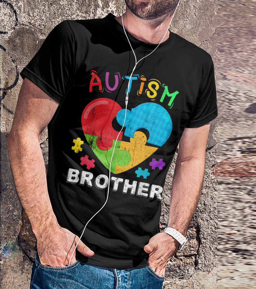 Autism Brother Big Puzzle Heart Awareness Month T-Shirt