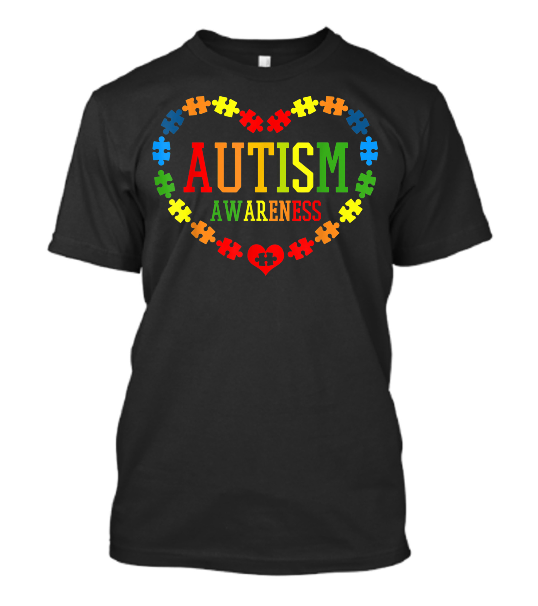 Autism Awareness Puzzle Heart Autistic Pride Rainbow Colors T-Shirt