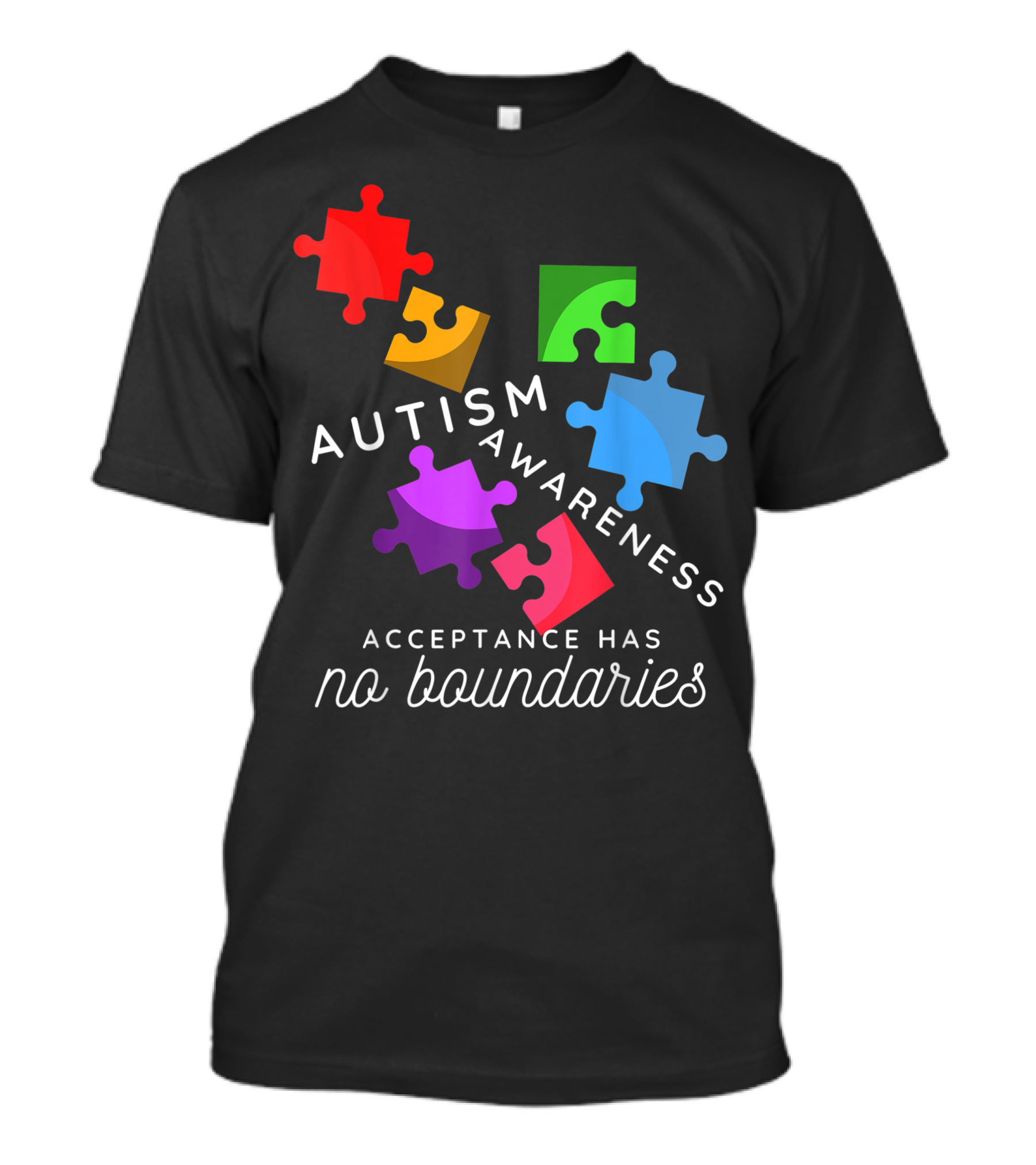 Autism Awareness Acceptance Has No Boundaries Puzzle Pieces T-Shirt