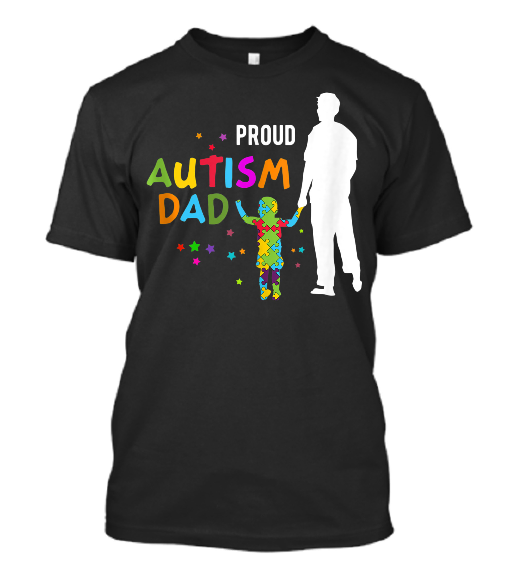 Proud Autism Dad Colorful Puzzle T-Shirt