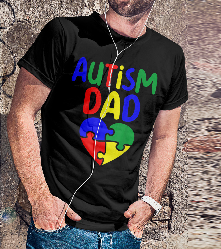 Autism Dad Puzzle Heart Love Family Awareness T-Shirt