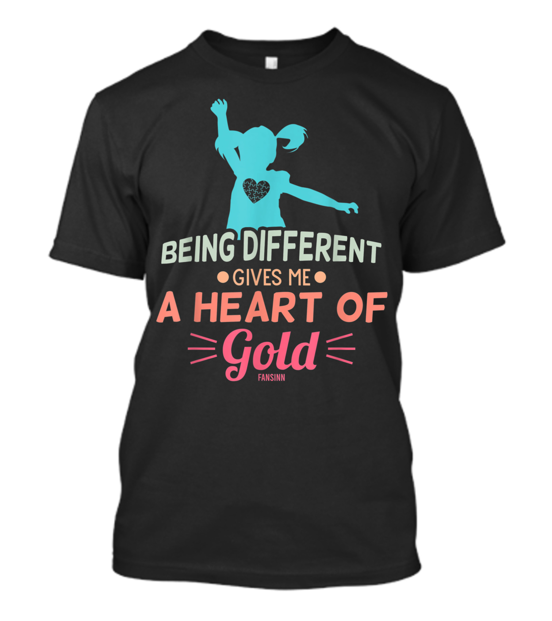 Being Different Gives Me A Heart Of Gold Autism Awareness Puzzle T-Shirt