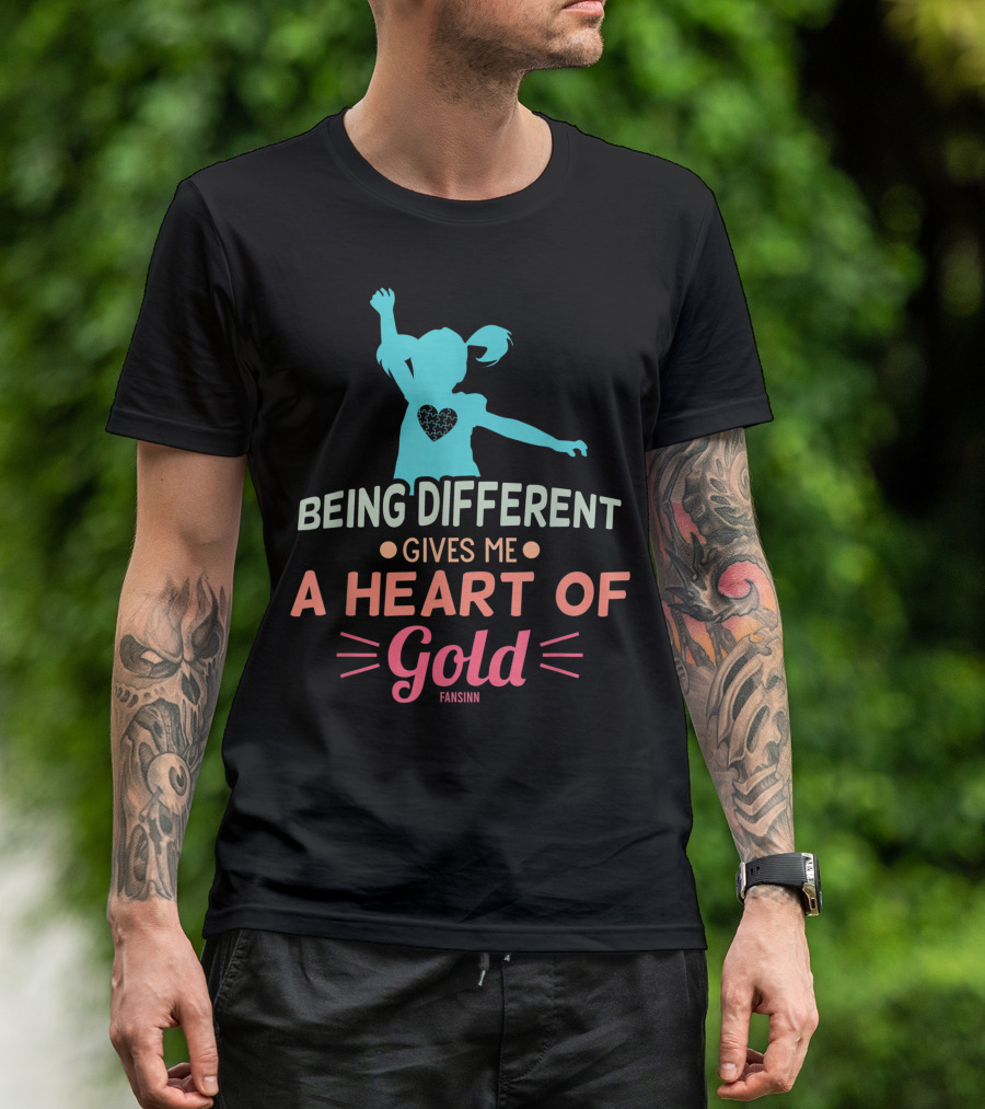 Being Different Gives Me A Heart Of Gold Autism Awareness Puzzle T-Shirt