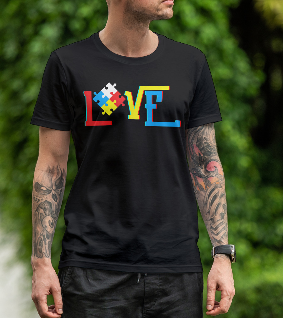 Autism Awareness Love Puzzle Child Man Women Teacher T-Shirt