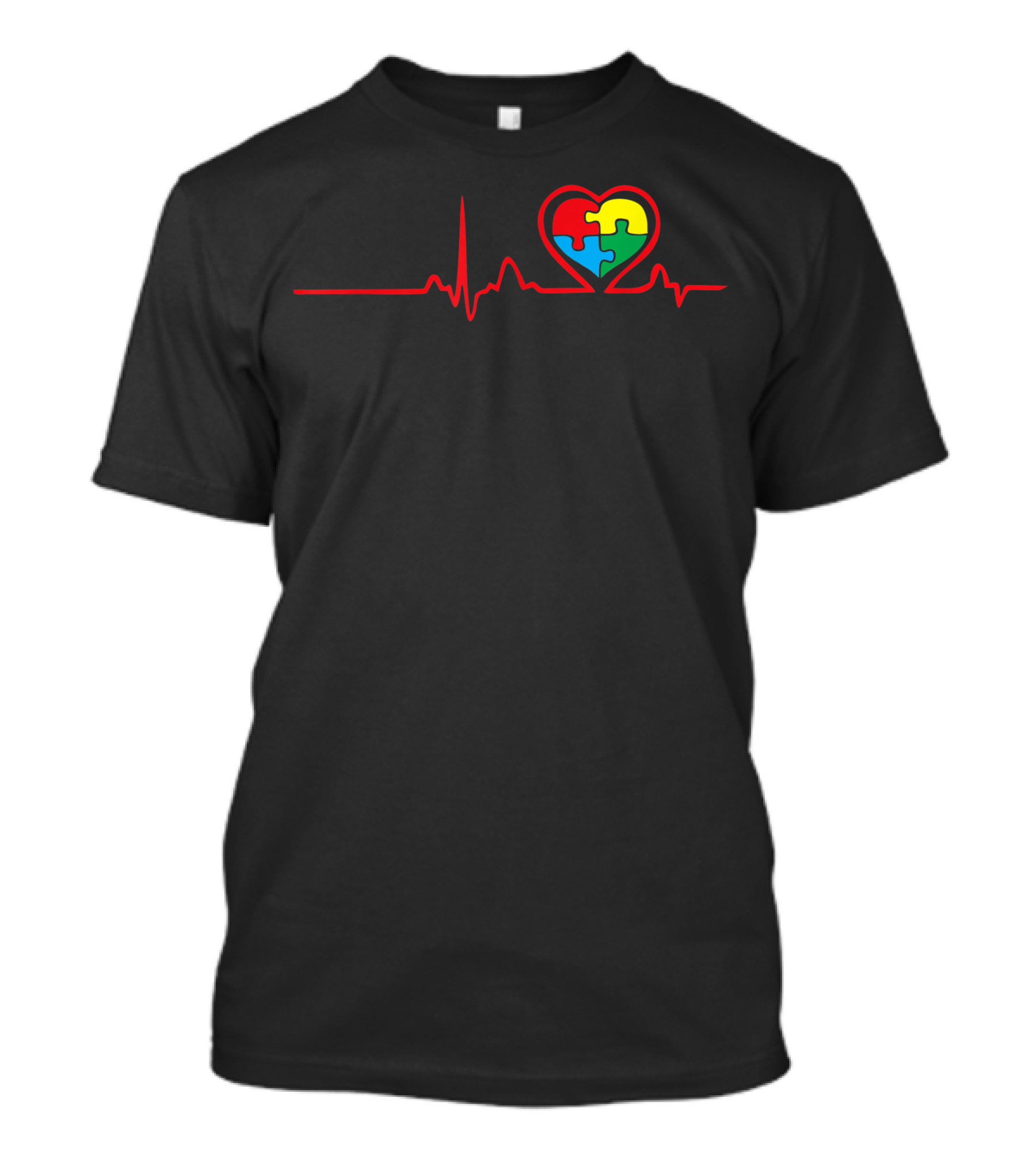 Autism Awareness Puzzle Piece Heart Beat Heartbeat T-Shirt