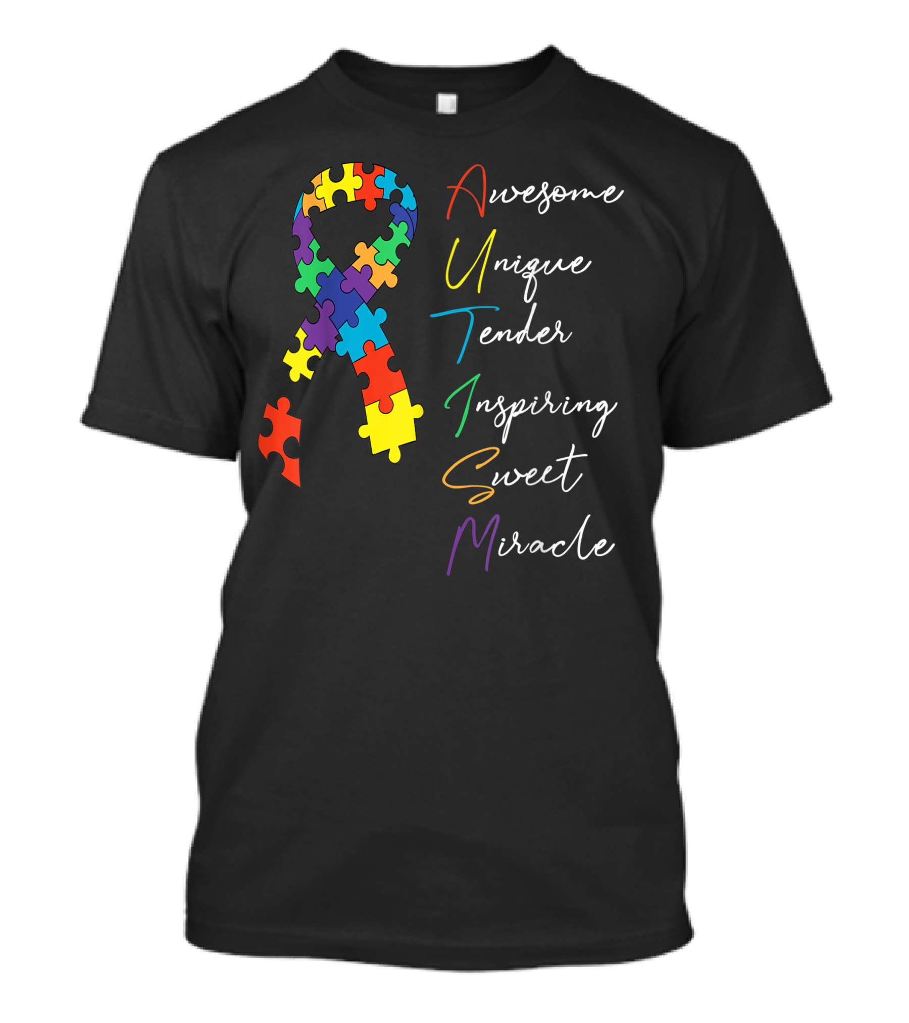 Awesome Unique Tender Inspiring Sweet Miracle Autism Awareness Puzzle T-Shirt