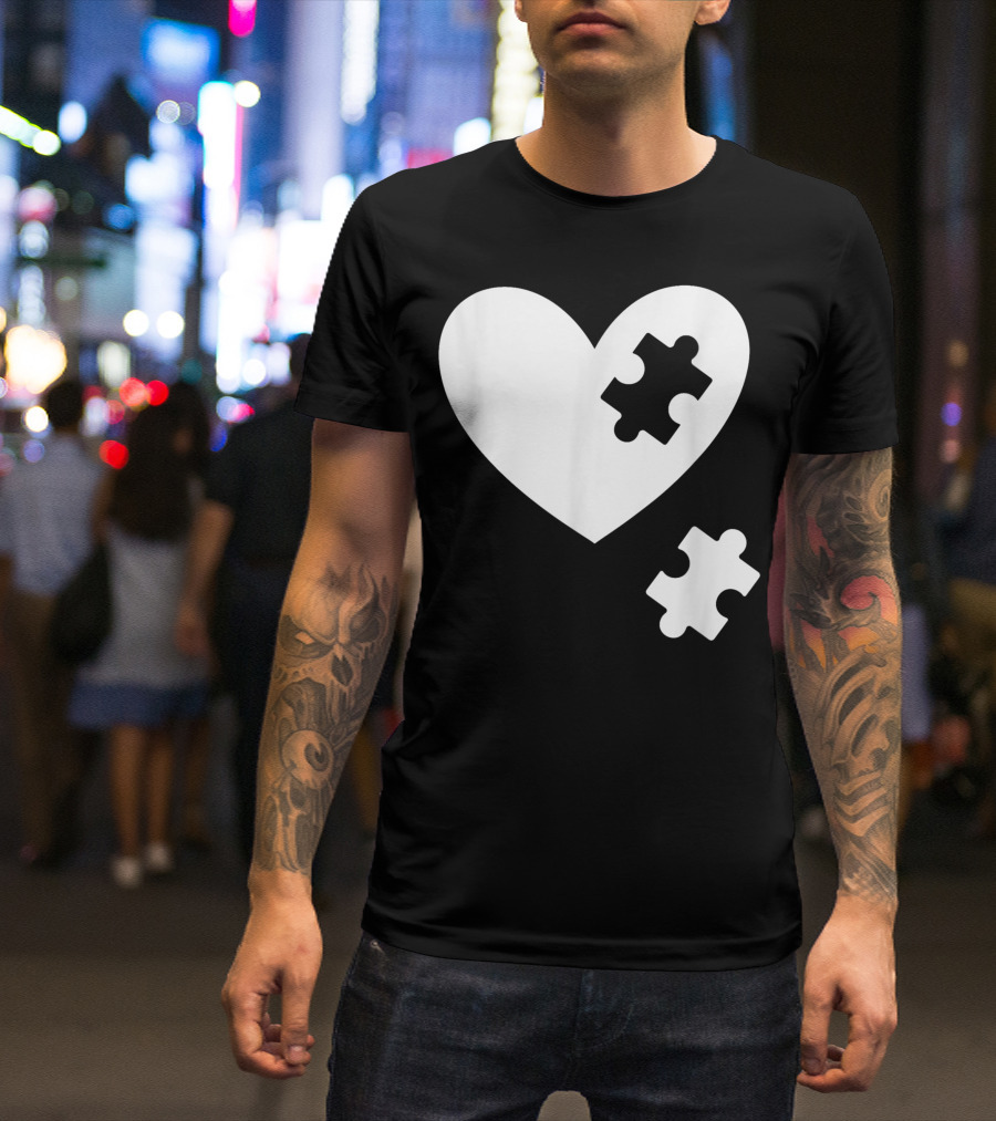 Autism Awareness Heart Puzzle Symbol Without Words Support T-Shirt