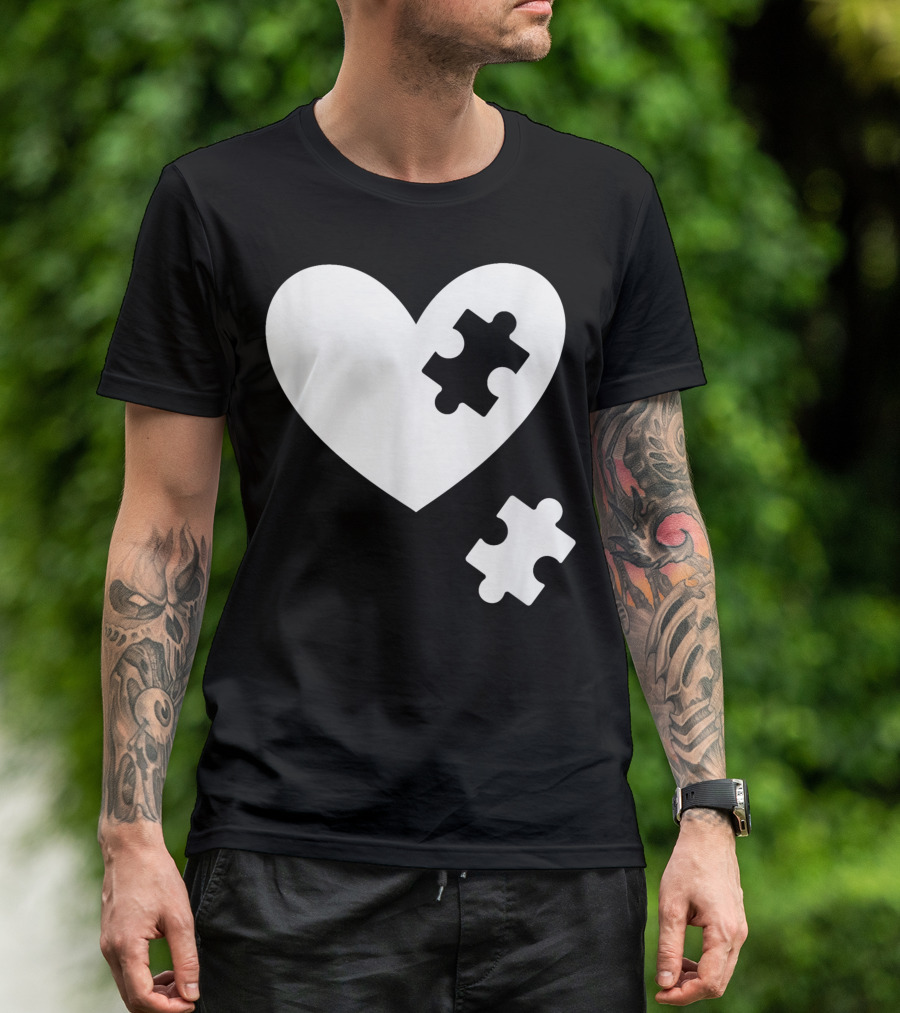 Autism Awareness Heart Puzzle Symbol Without Words Support T-Shirt