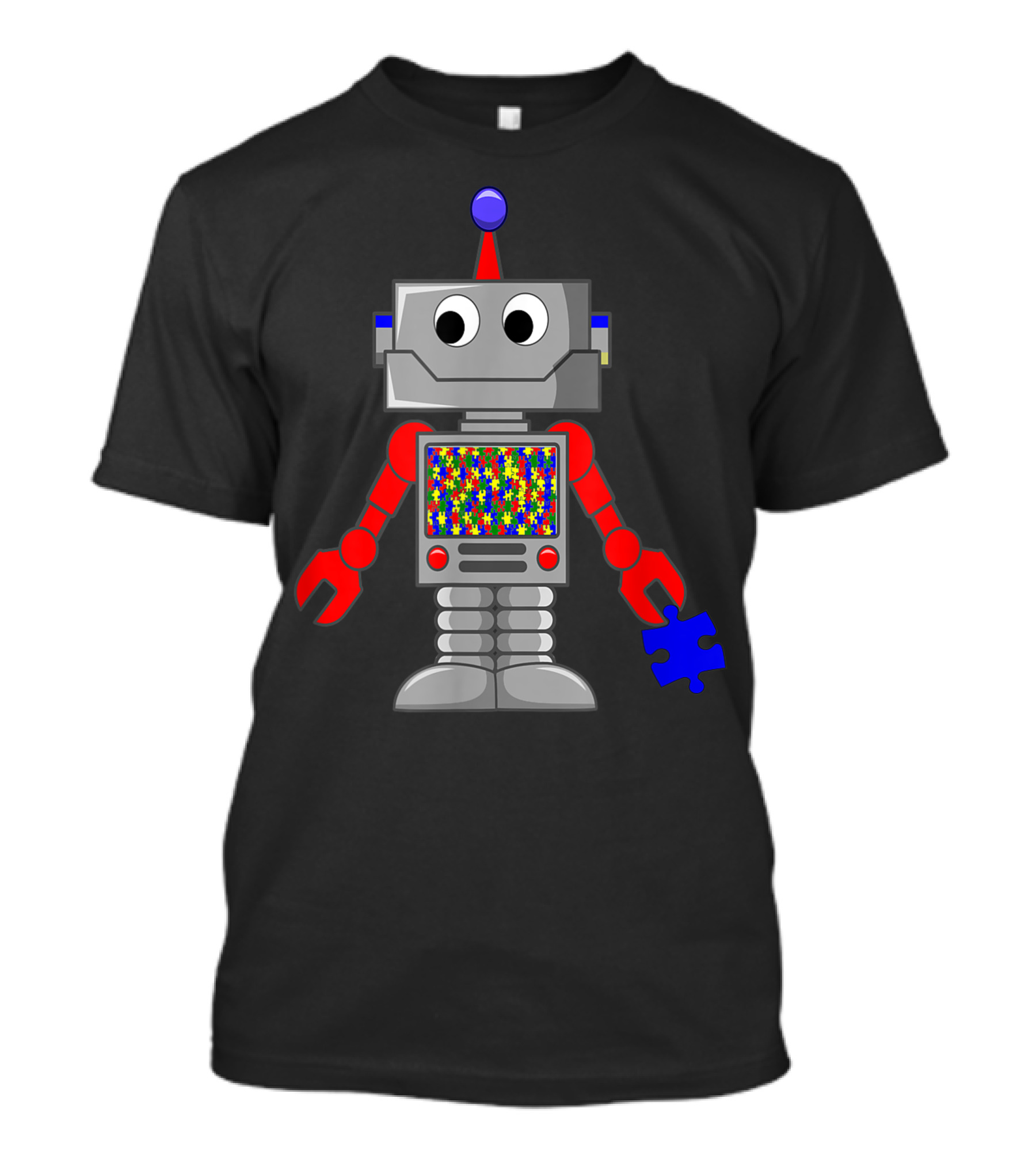 Autism Awareness Robo With Puzzle Piece T-Shirt