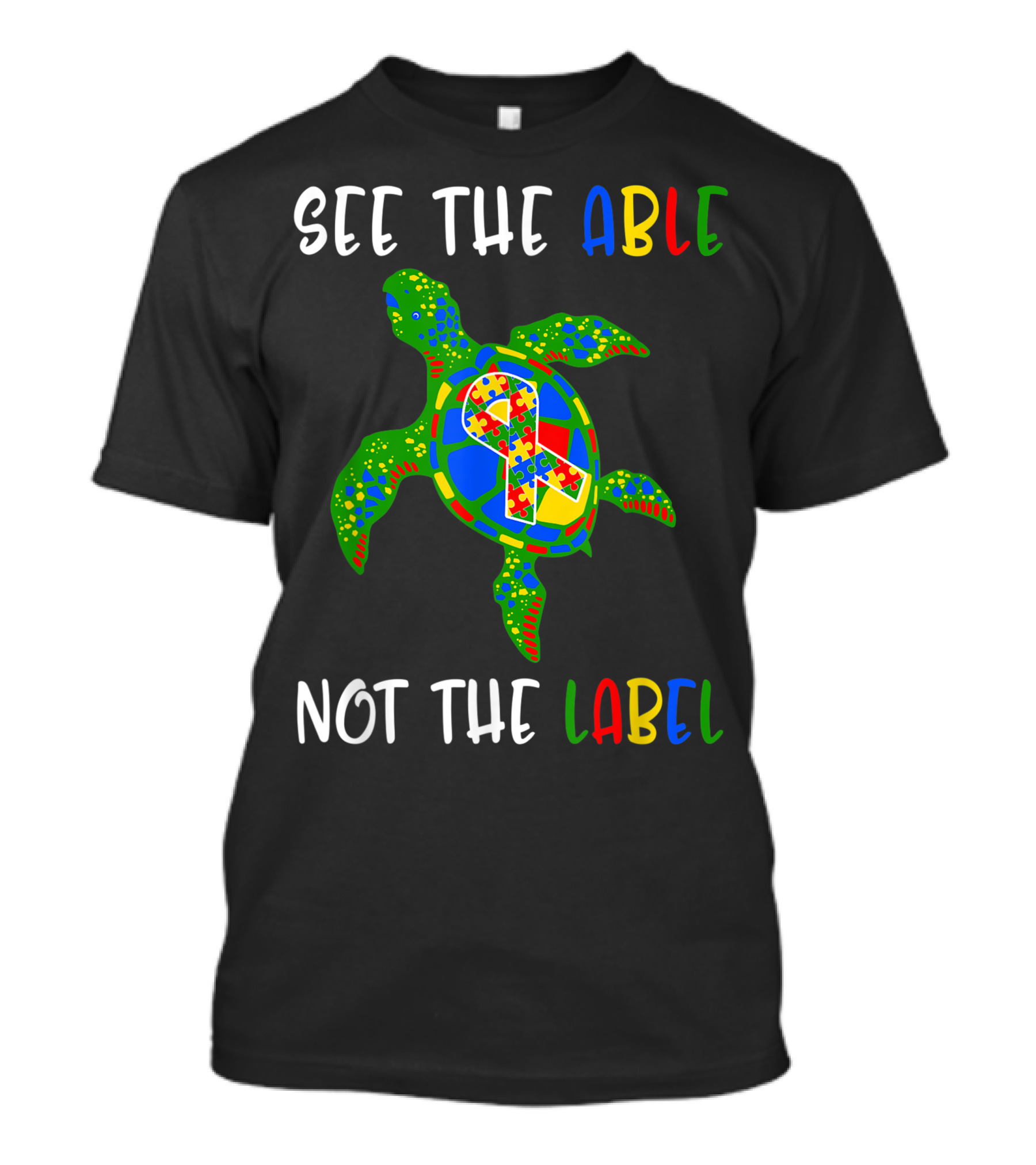 See The Able Not The Label Autism Awareness Sea Turtle Puzzle T-Shirt