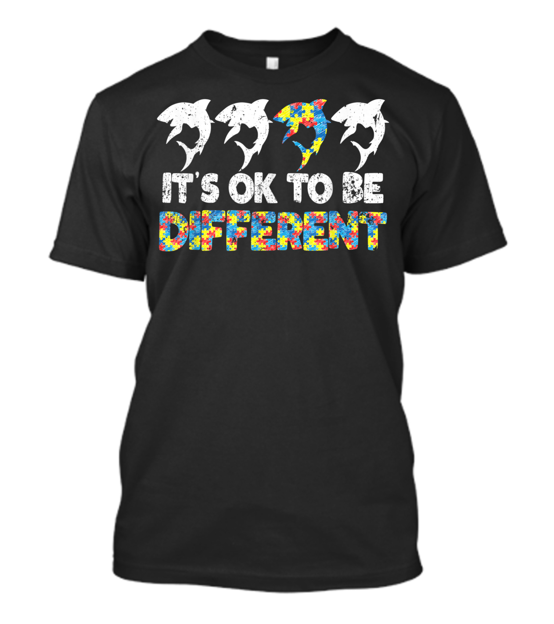 Autism Awareness Shark It's OK To Be Different Puzzle T-Shirt