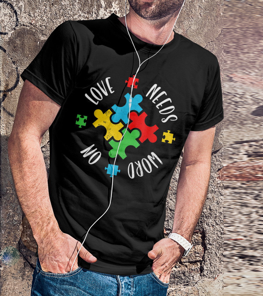 Autism Awareness Puzzle Love Needs No Word Special Ed Teacher T-Shirt