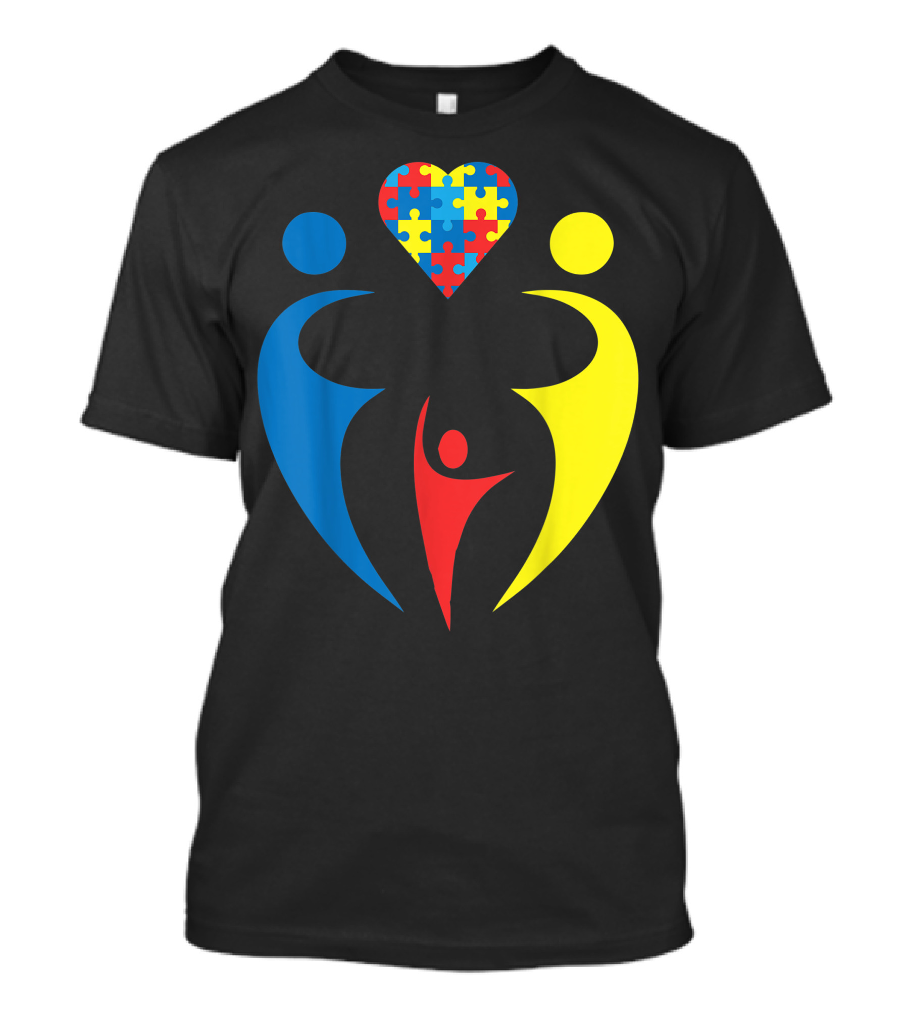 Autism Awareness Family Trio Heart Puzzle T-Shirt
