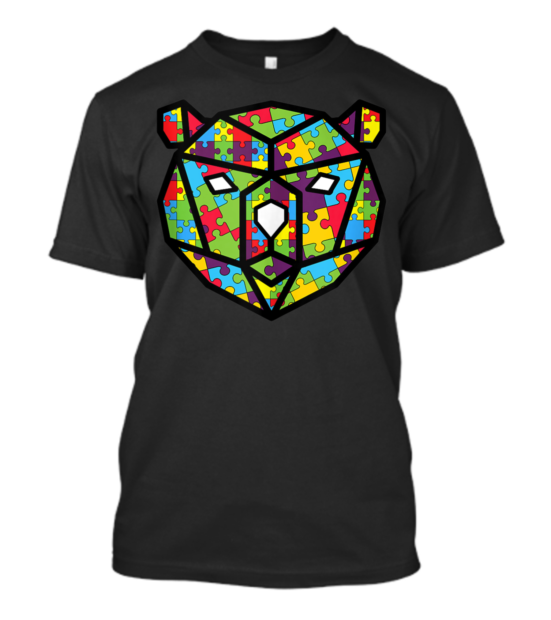 Autism Bear Puzzle Pattern Women Autism Awareness T-Shirt