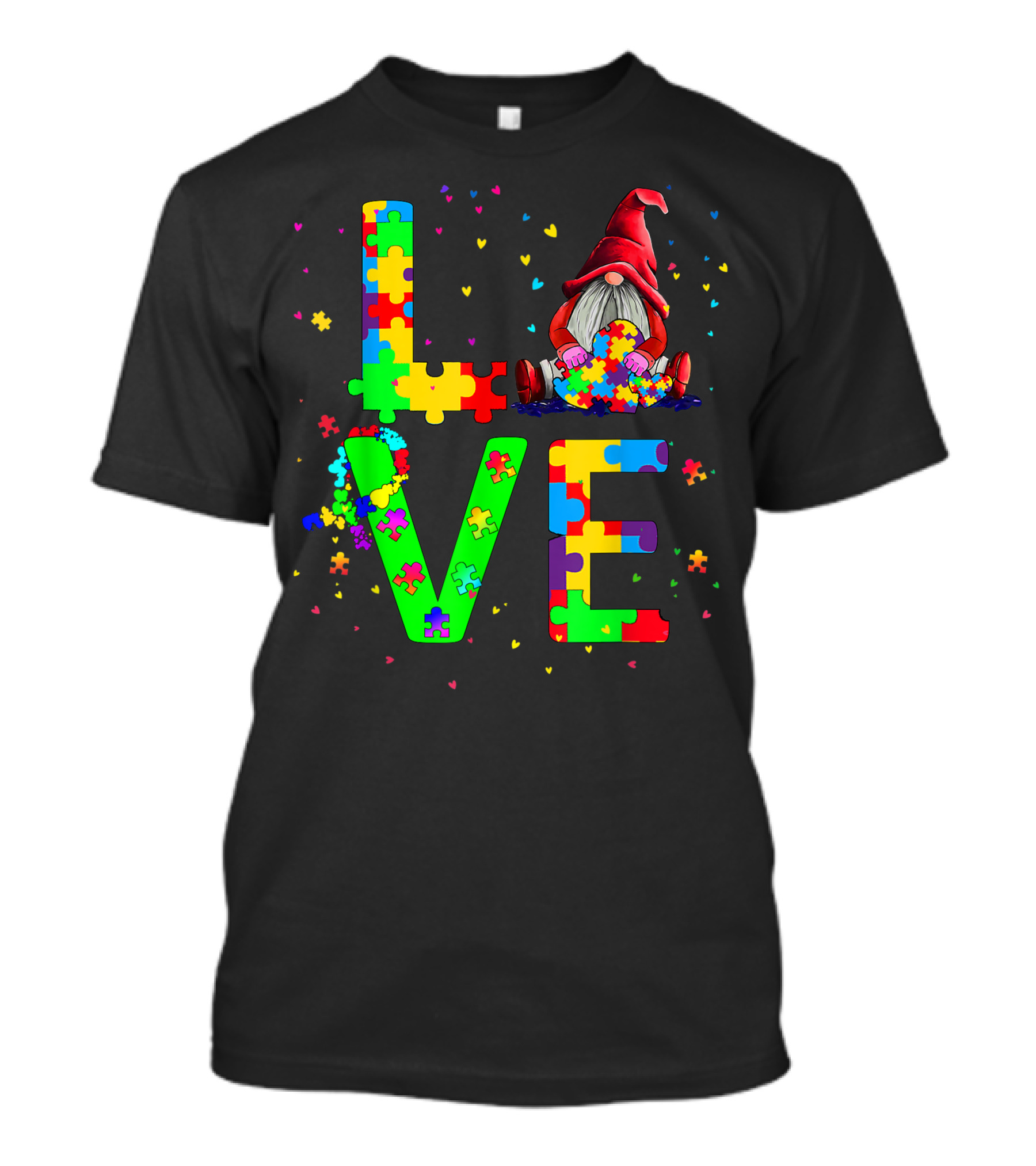 Autism Day Love Gnomes Puzzle Pieces T-Shirt