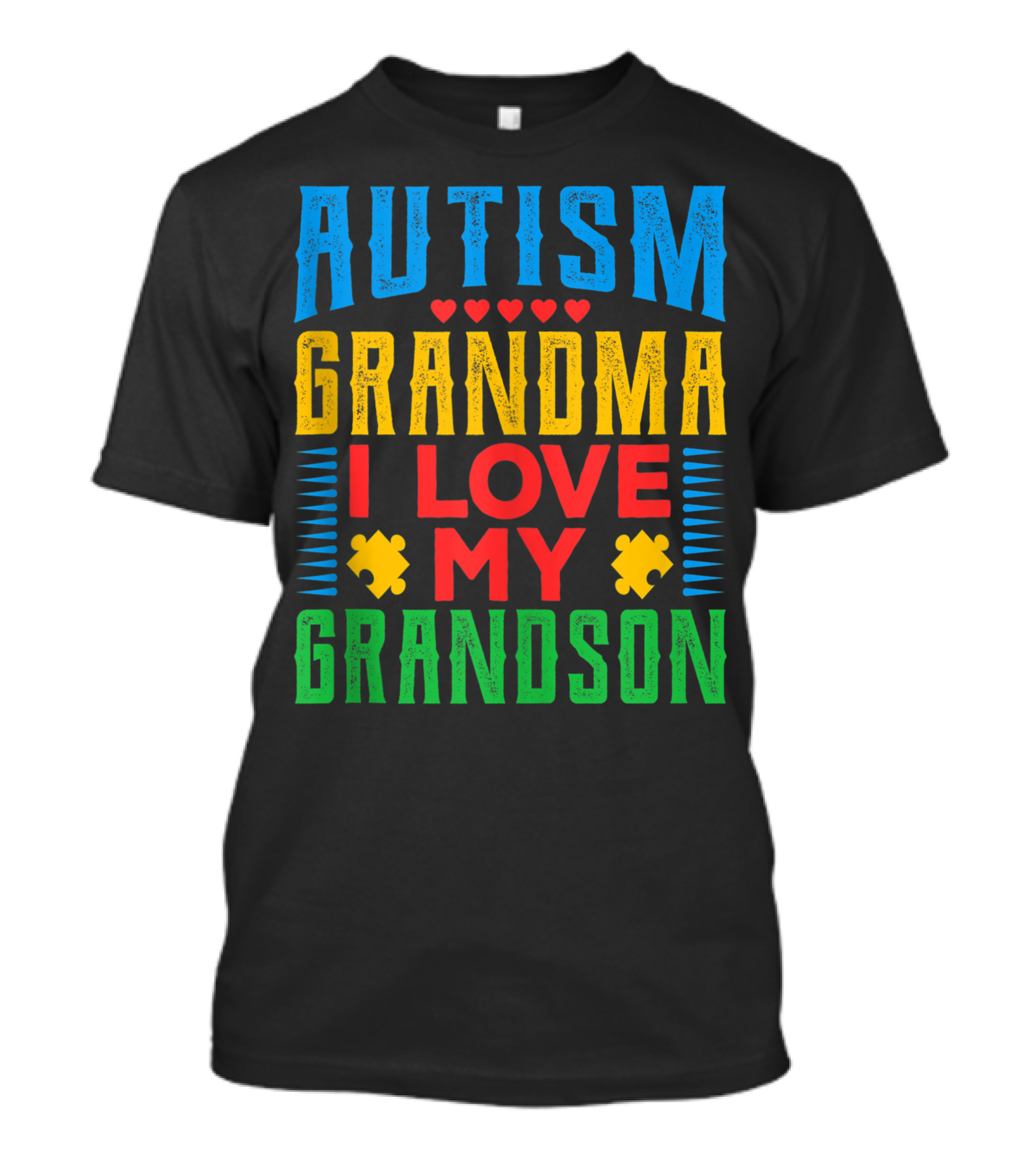 Autism Grandma I Love My Grandson Puzzle Pieces Hearts T-Shirt