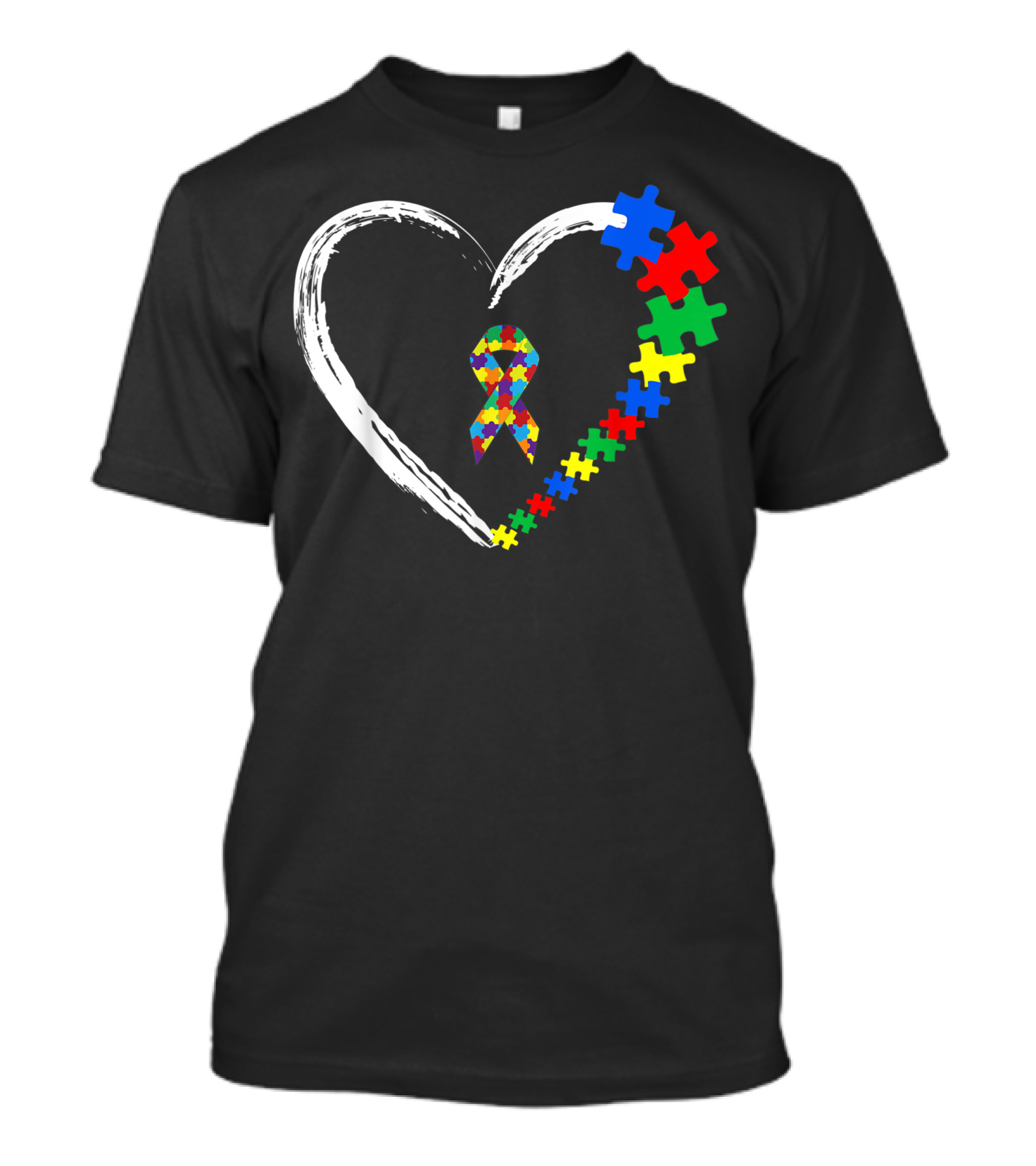Autism Heart Loves Puzzle Ribbon Puzzle Pieces Autism Awareness T-Shirt