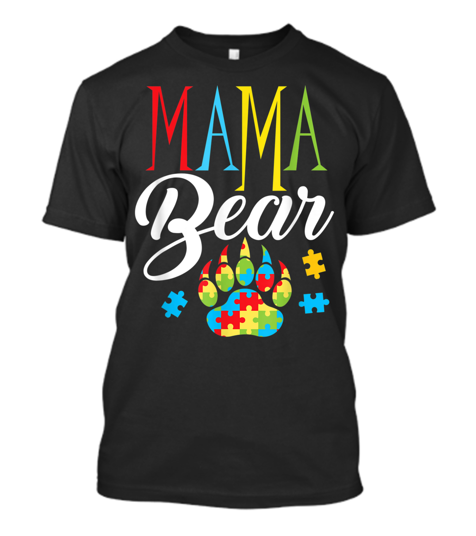 Mama Bear Autism Puzzle Piece Paw T-Shirt