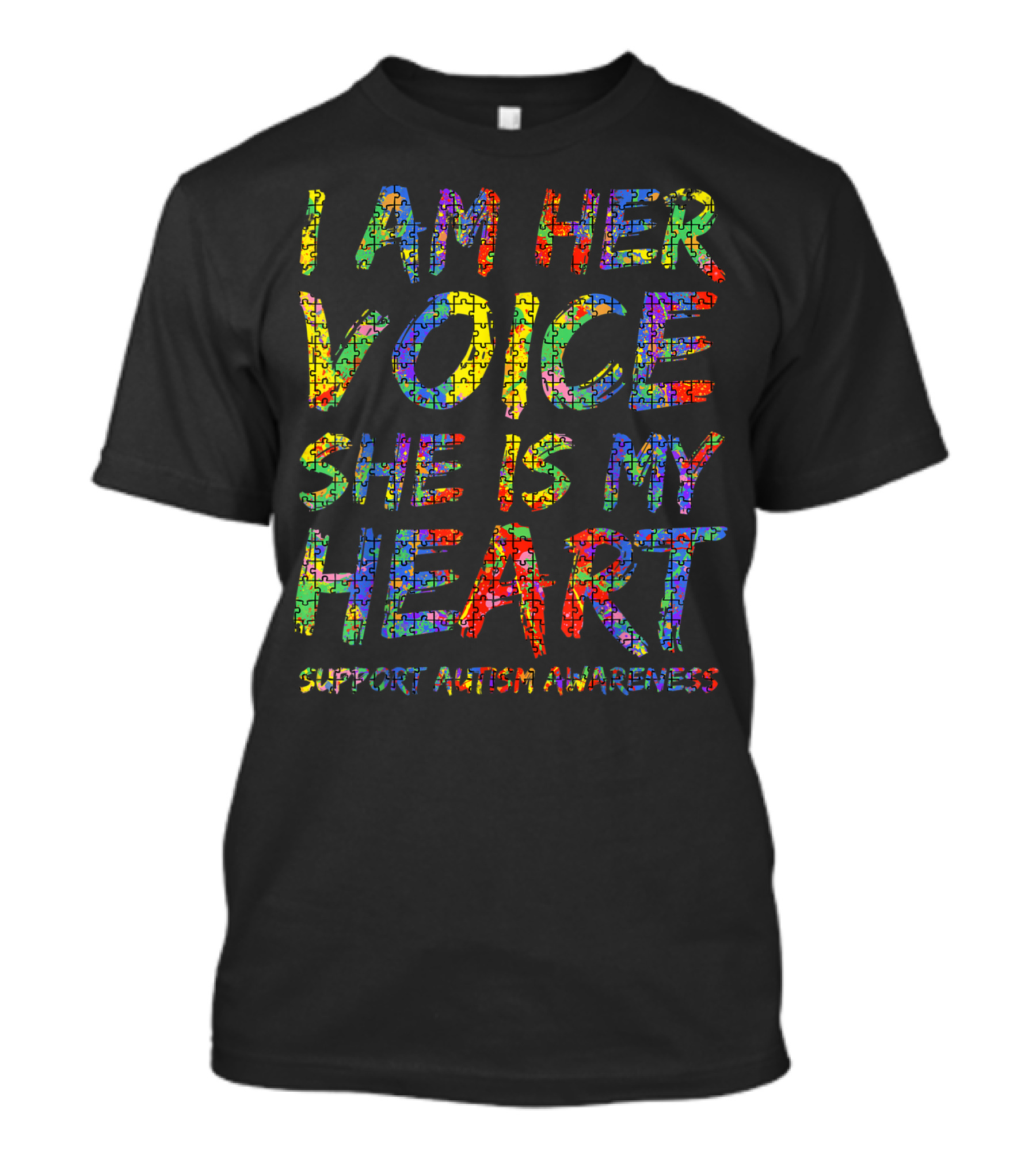I Am Her Voice She Is My Heart Support Autism Awareness T-Shirt