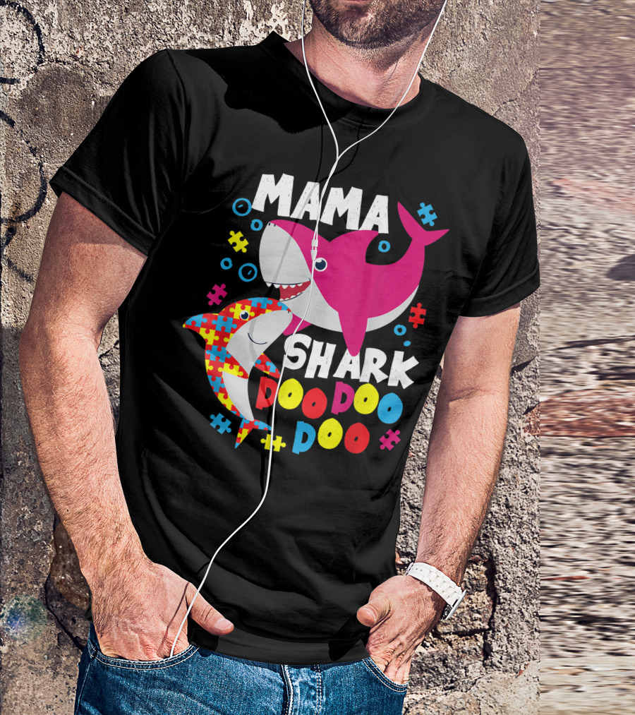 Mama Shark Autism Puzzle Piece Doo Doo Doo T-Shirt
