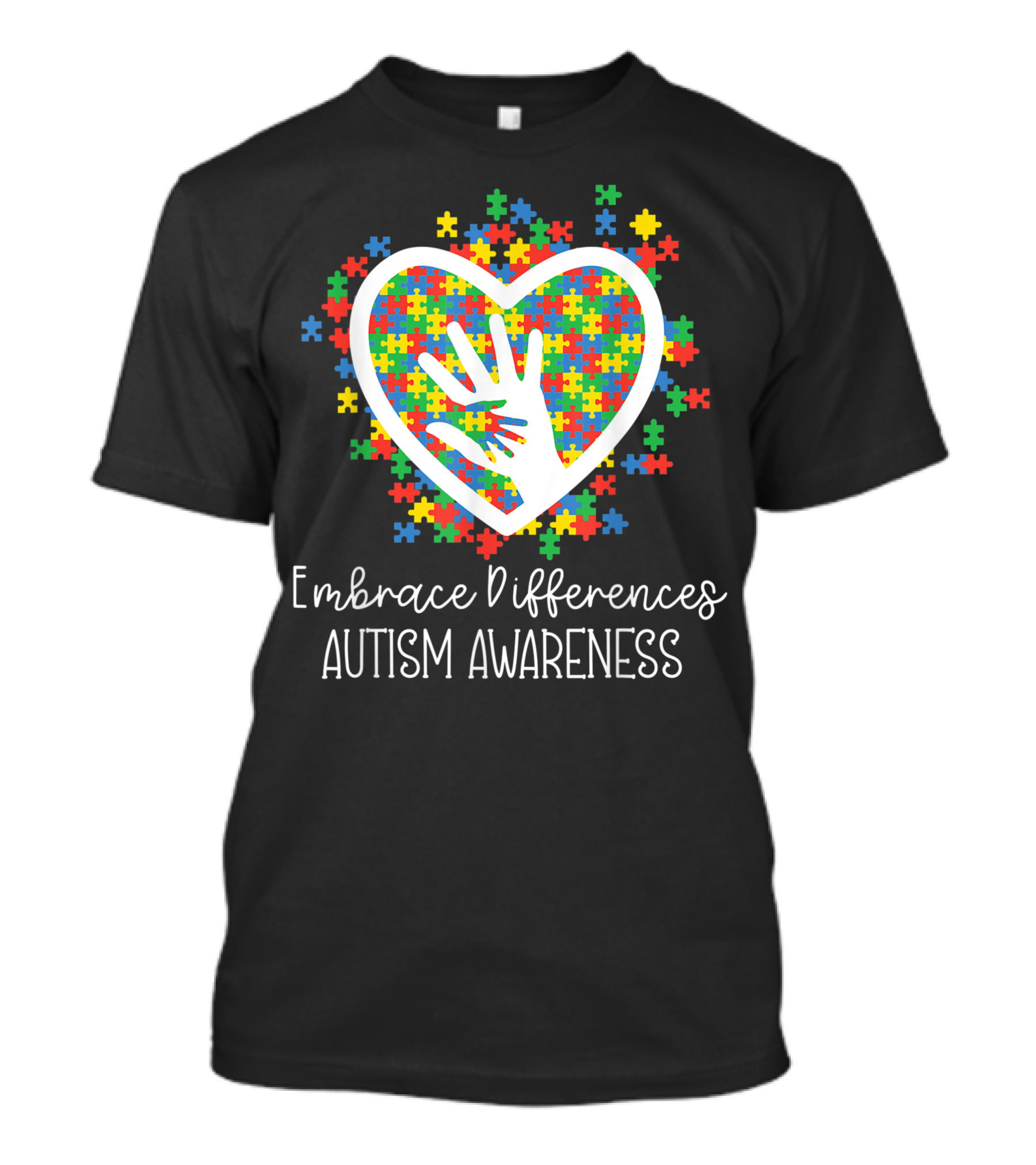 Embrace Differences Autism Awareness Puzzle Piece Heart T-Shirt