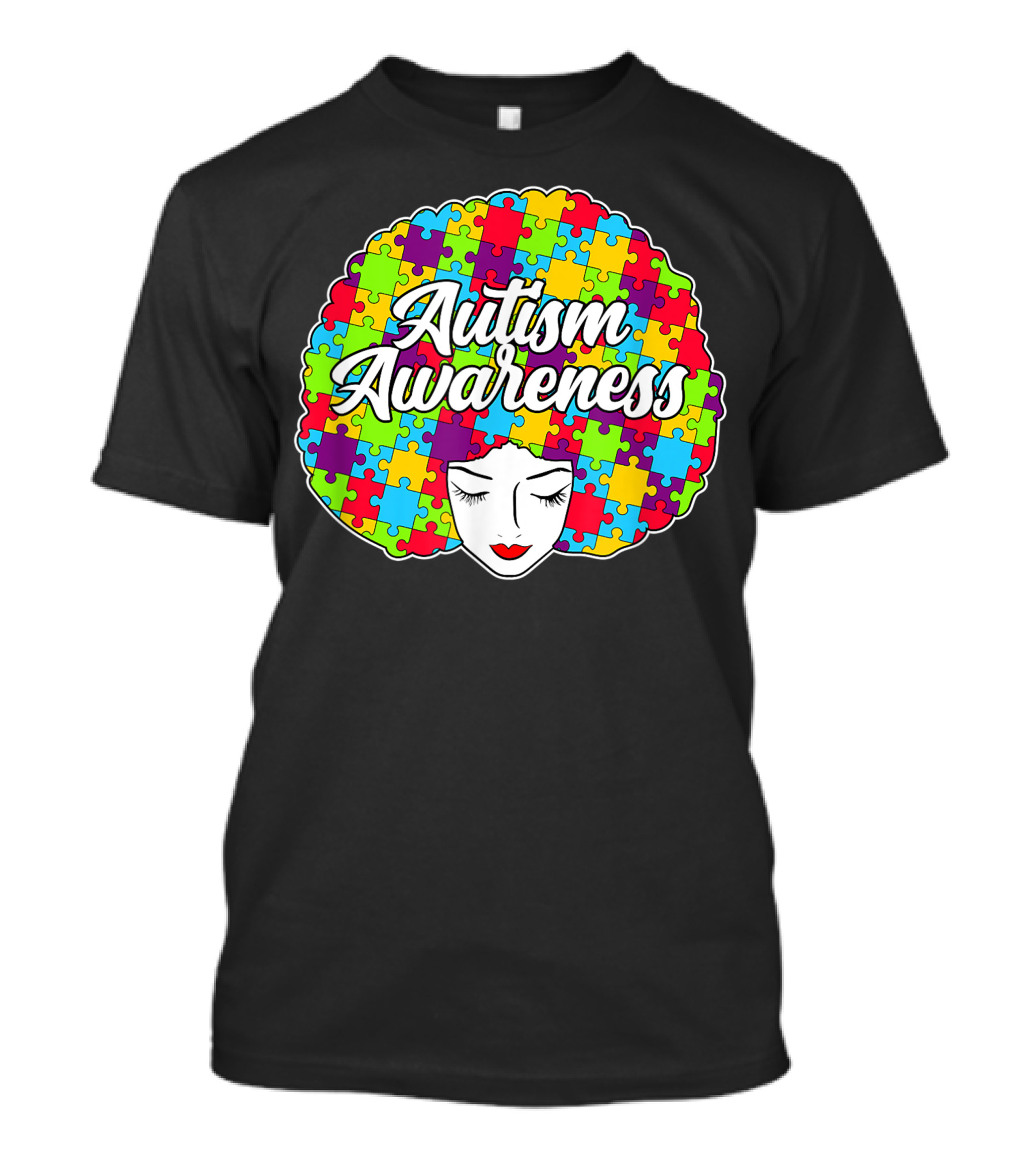 Autism Awareness Mom Women Puzzle Afro T-Shirt