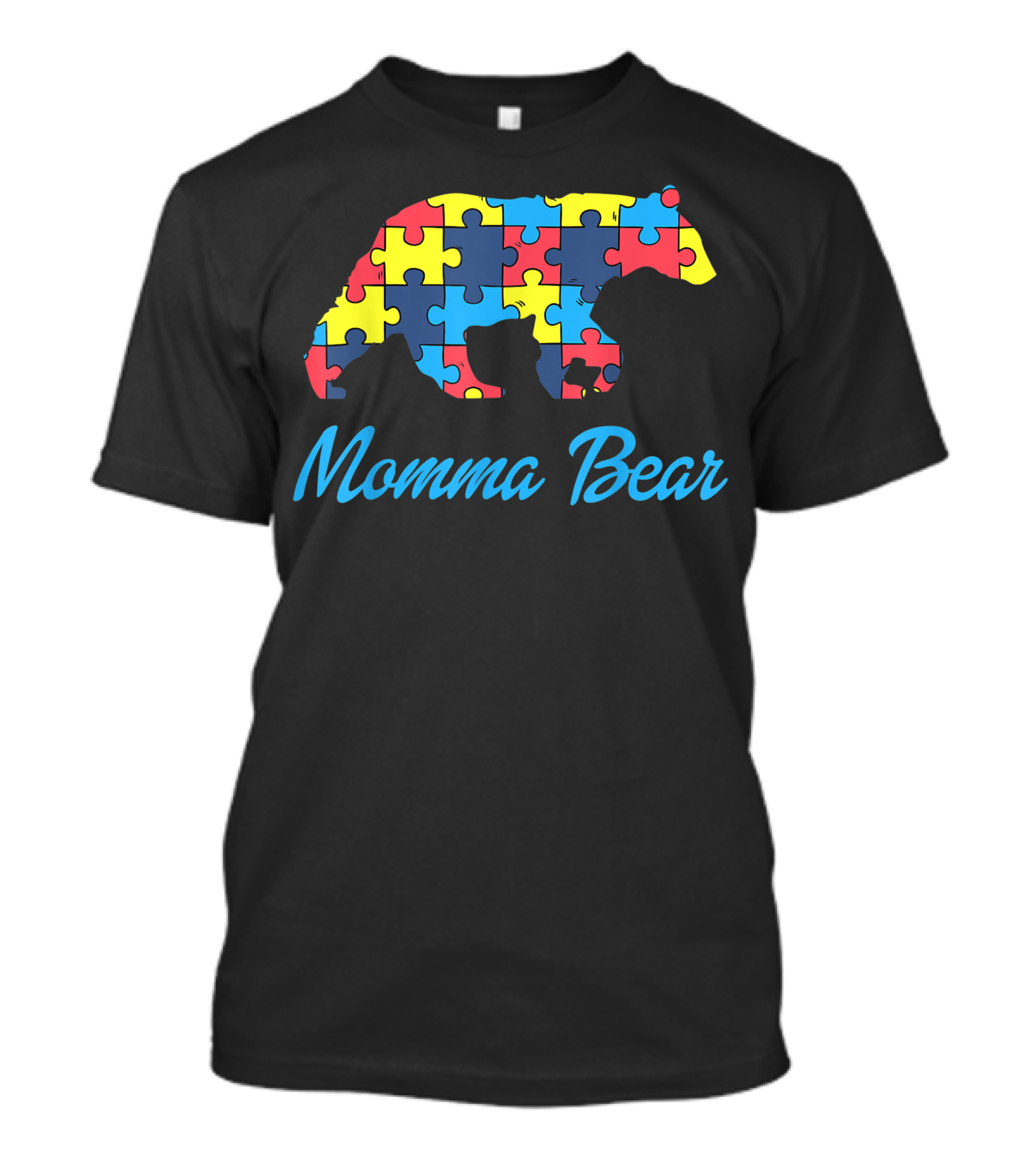 Momma Bear Autism Awareness Support Puzzle T-Shirt