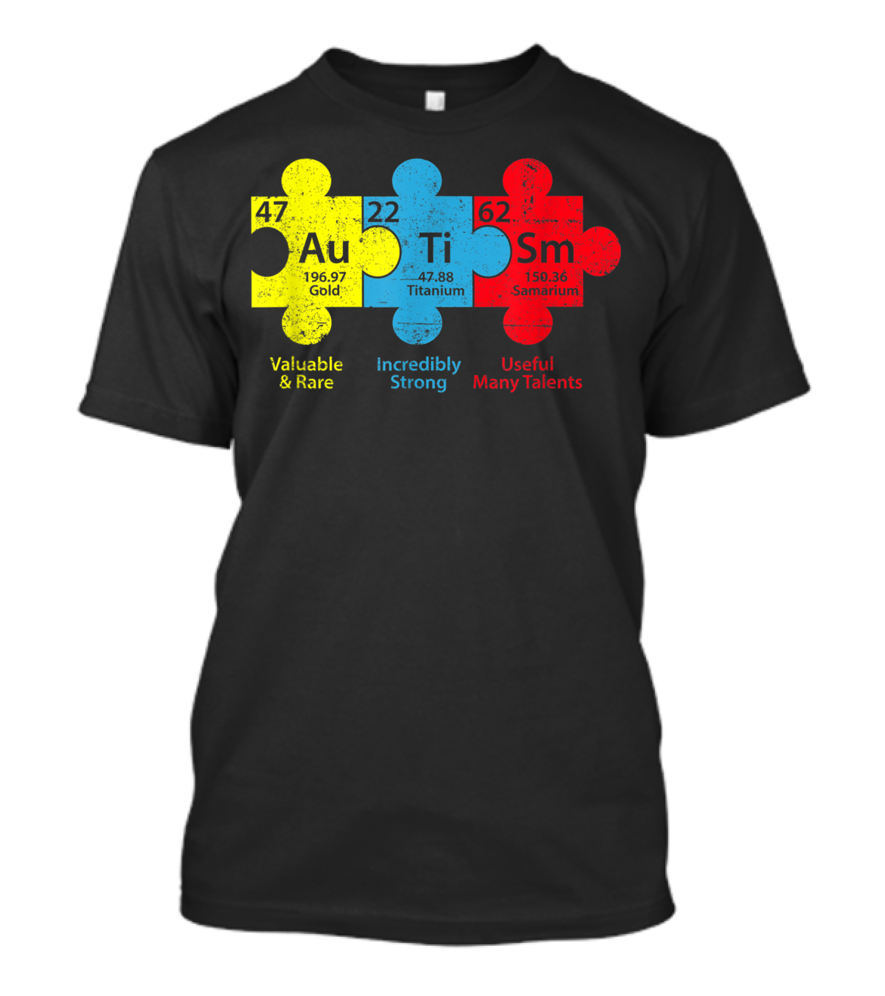 Autism Puzzle Gold Titanium Samarium Valuable Rare Strong Useful Talents Awareness T-Shirt