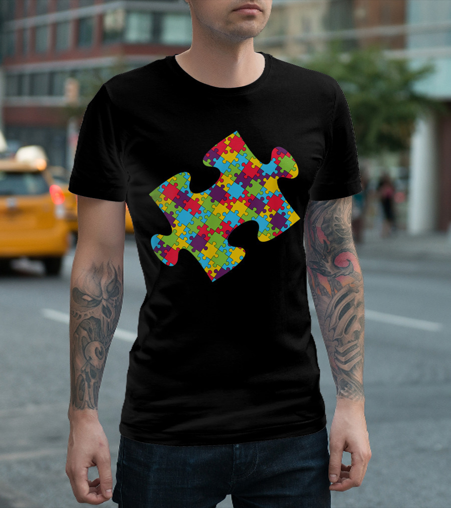 Autism Puzzle Piece Multicolor Jigsaw T-Shirt