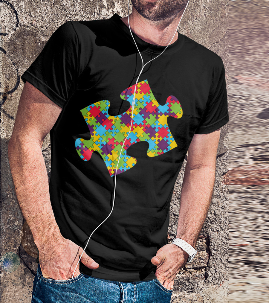 Autism Puzzle Piece Multicolor Jigsaw T-Shirt