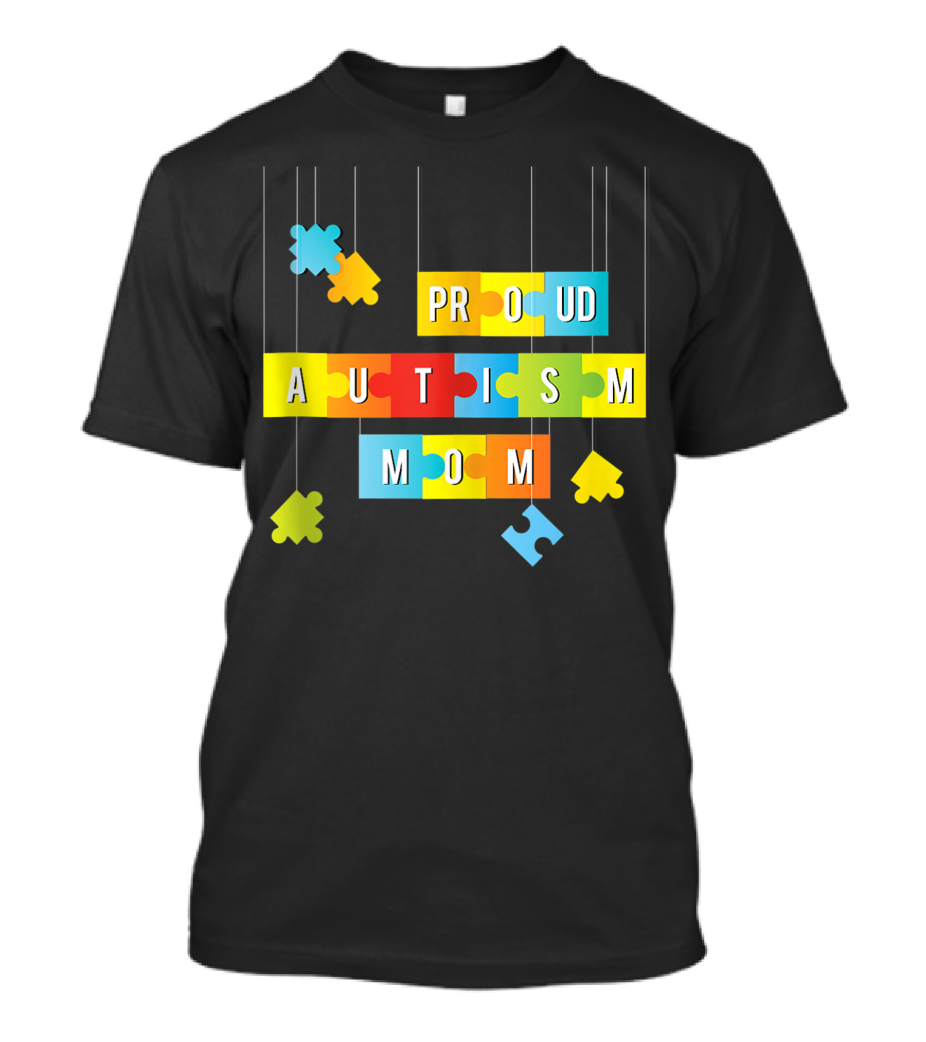 Autism Proud Mom Colorful Puzzle Pieces Women Mama Grandma Mommy T-Shirt