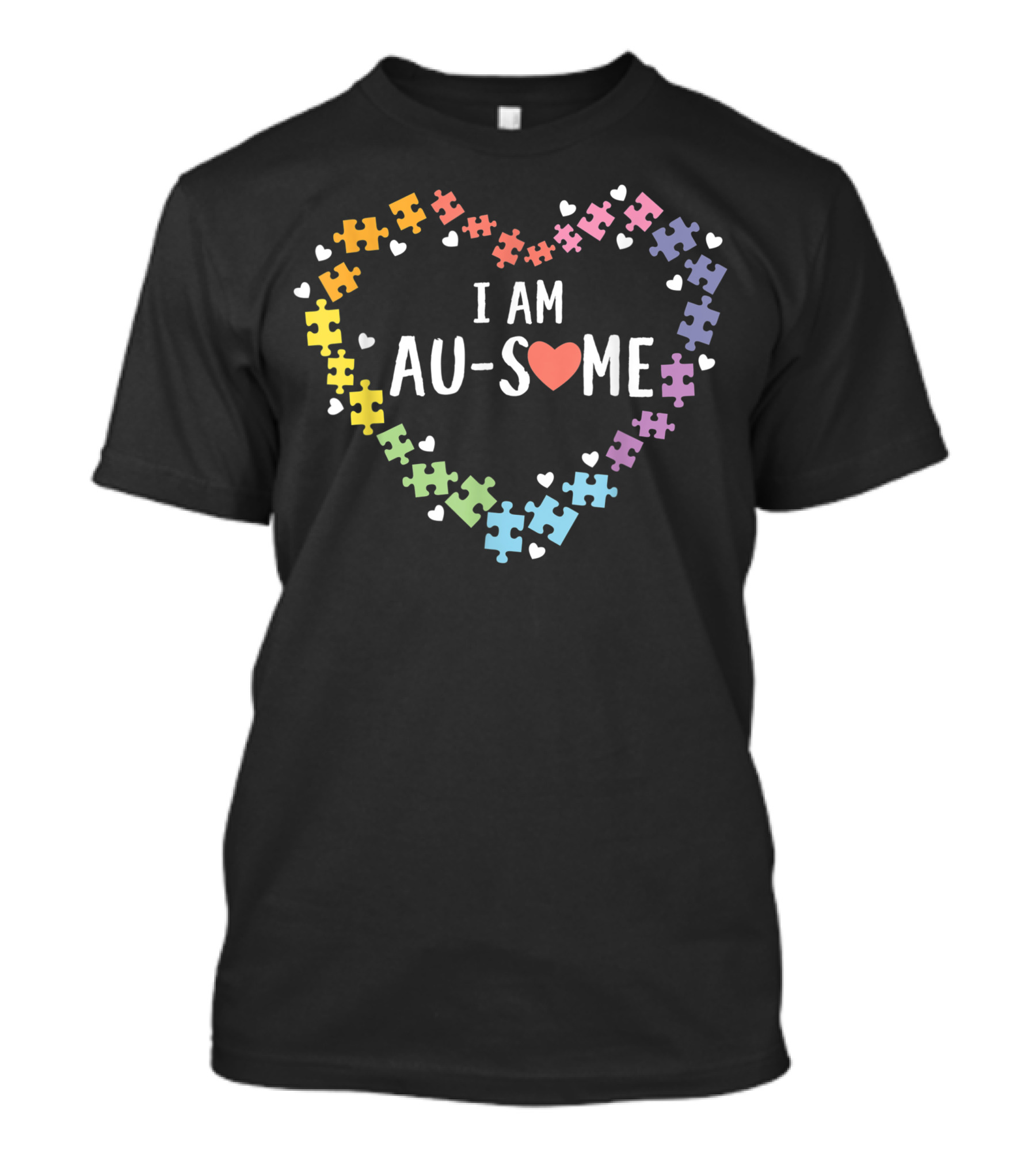 I Am Au Some Puzzle Piece Heart Autism Awareness Son Daughter Child T-Shirt