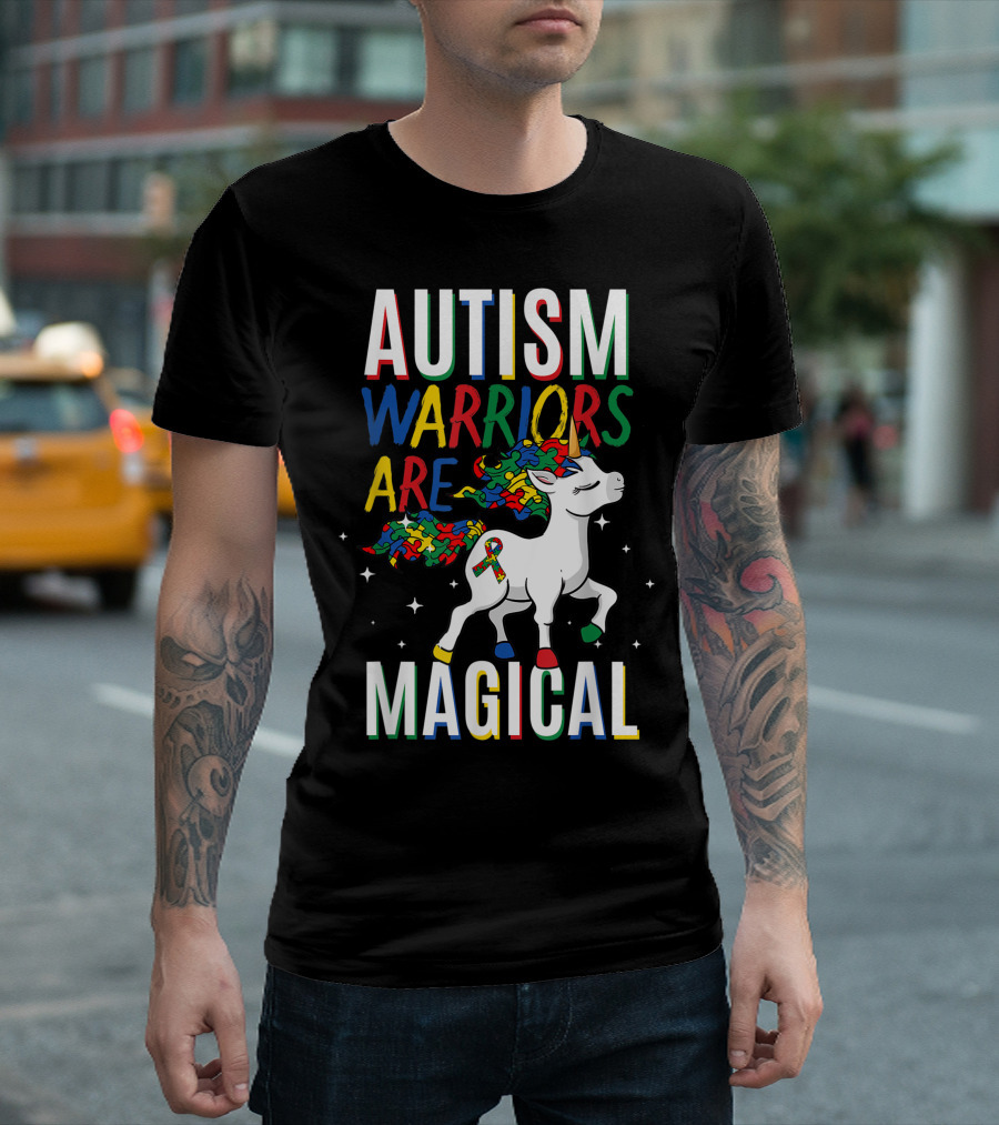 Autism Warriors Are Magical Unicorn Puzzle Pieces T-Shirt