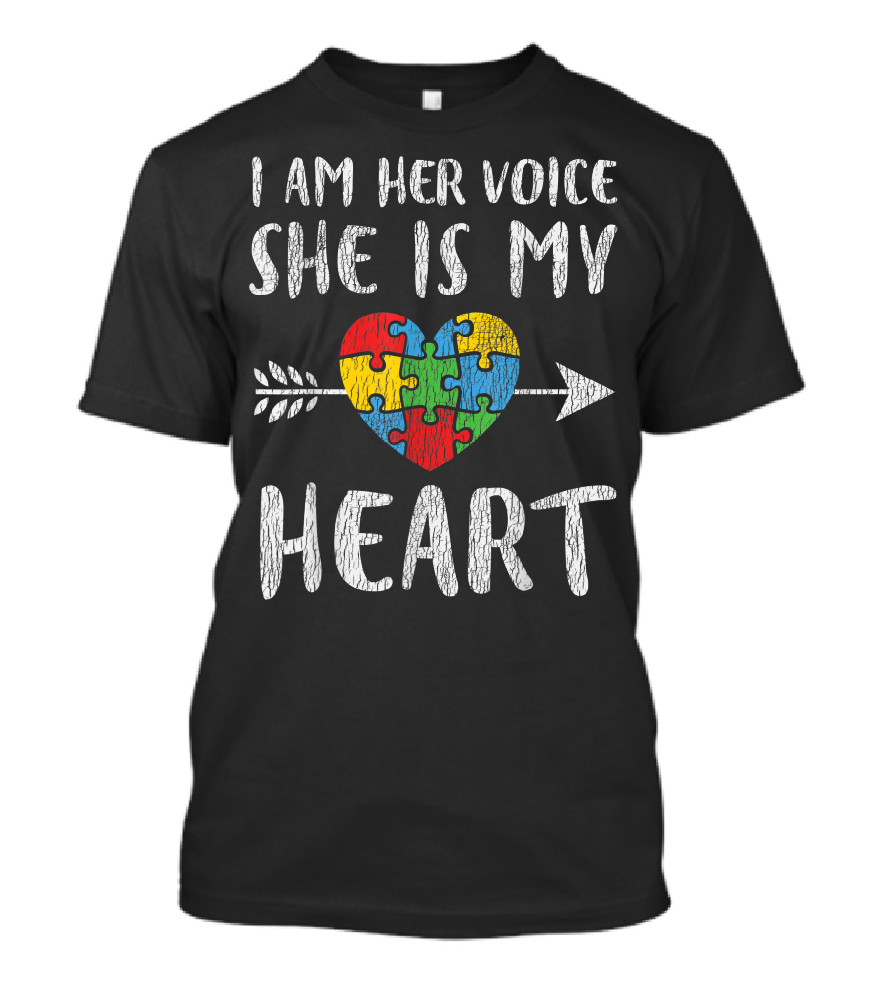 I Am Her Voice She Is My Heart Autismus Bewusstsein Parent Autistic Kids Awareness T-Shirt