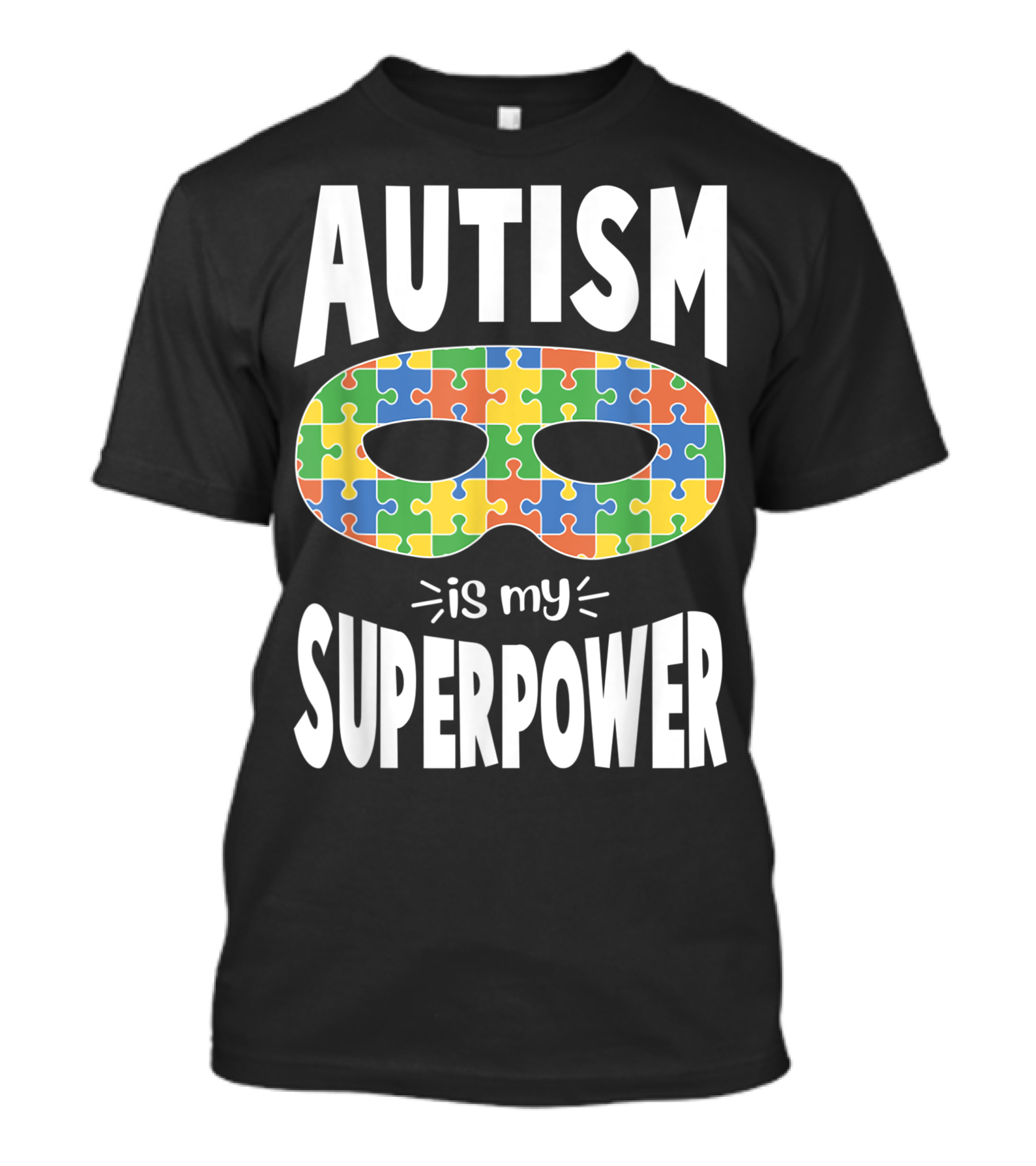 Autism Awareness Autism Is My Superpower Puzzle Mask T-Shirt